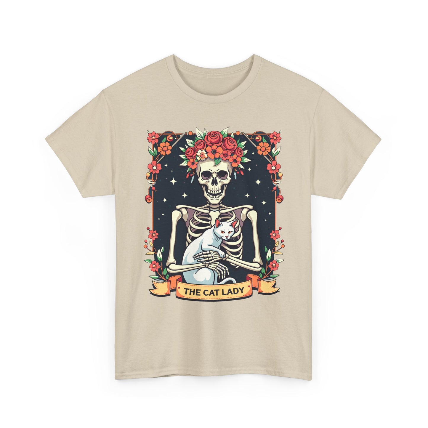 Cat Lady Skeleton T-Shirt — Floral Day of the Dead Cat Tee