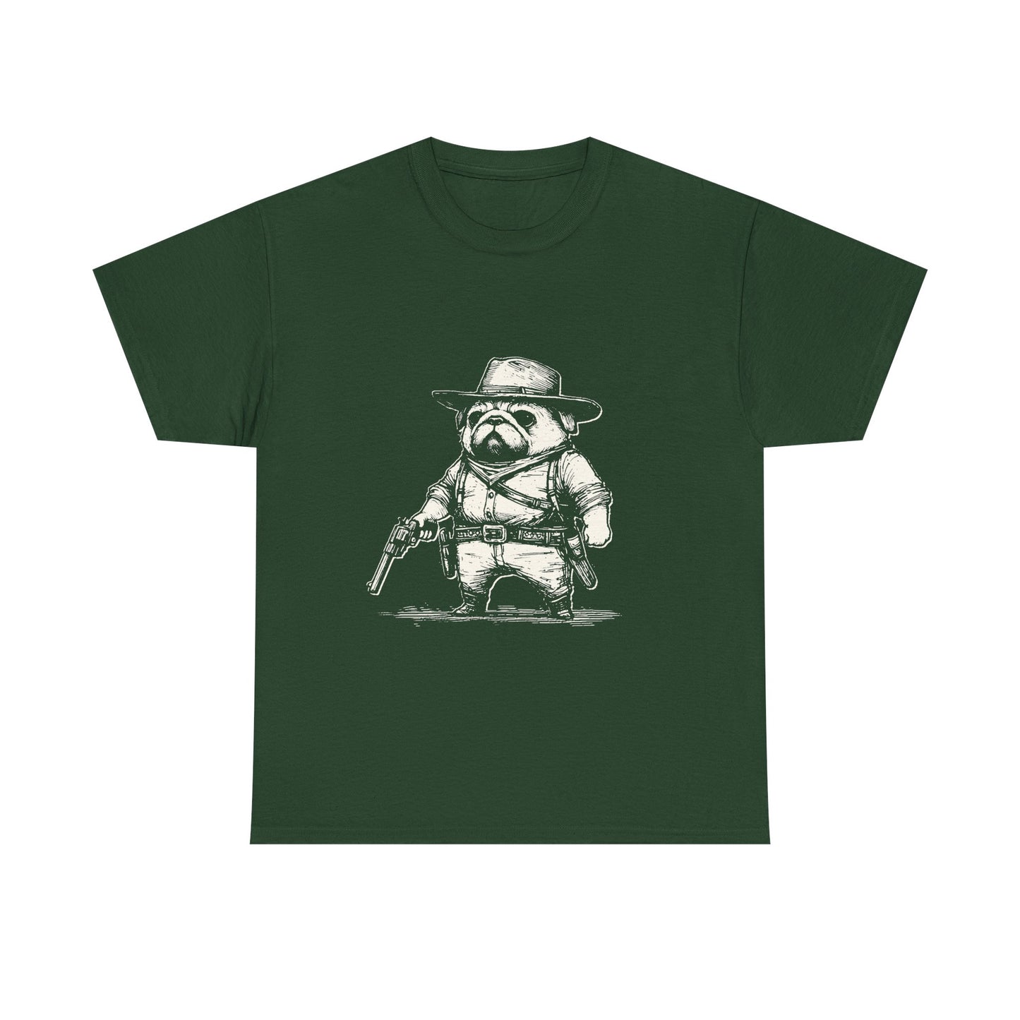 Pug Gunslinger T-Shirt – Cute Cowboy Pug Graphic Tee