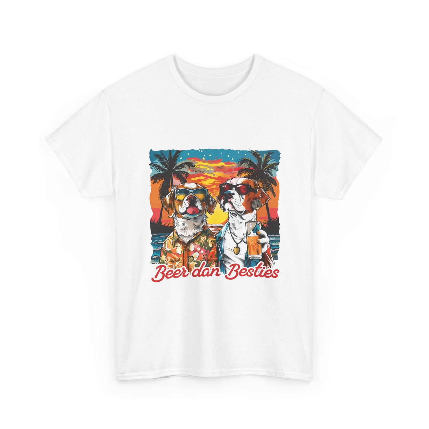 T-Shirt — 'Beer dan Besties' Retro Sunset Dogs Tee