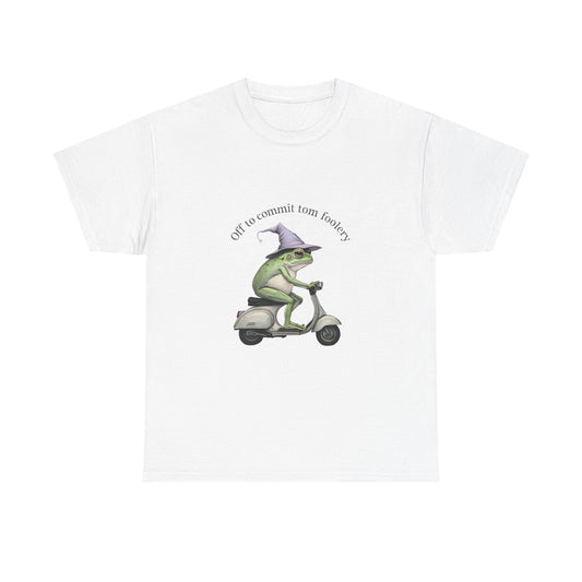 Witch Frog Scooter T-Shirt — 'off to commit form fuckery' Graphic Tee