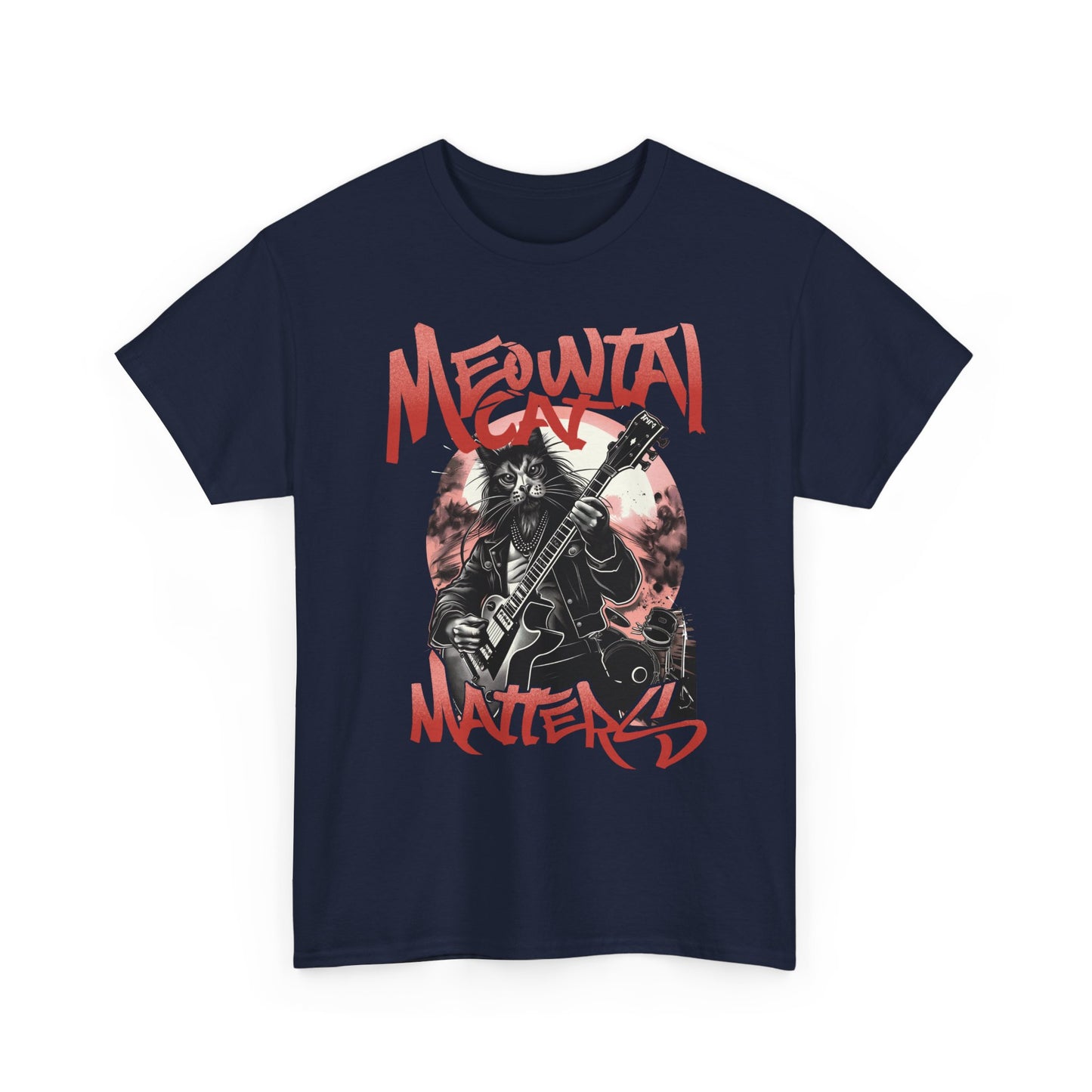 Cat Metal T-Shirt – “Meowtal Matters” Rock Guitar Cat Tee