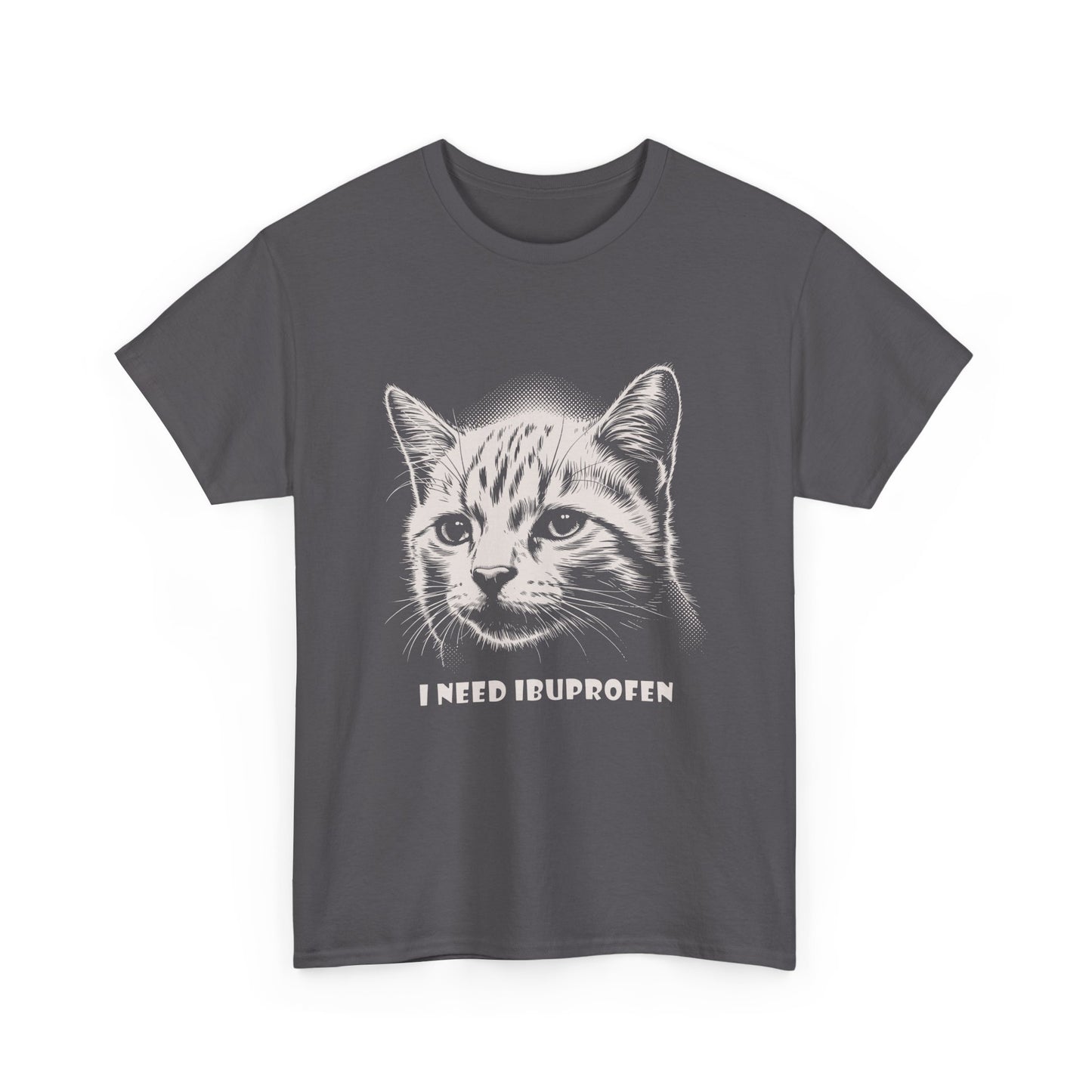 Cat Graphic Tee — "I Need Ibuprofen" Funny Vintage Cat T-Shirt