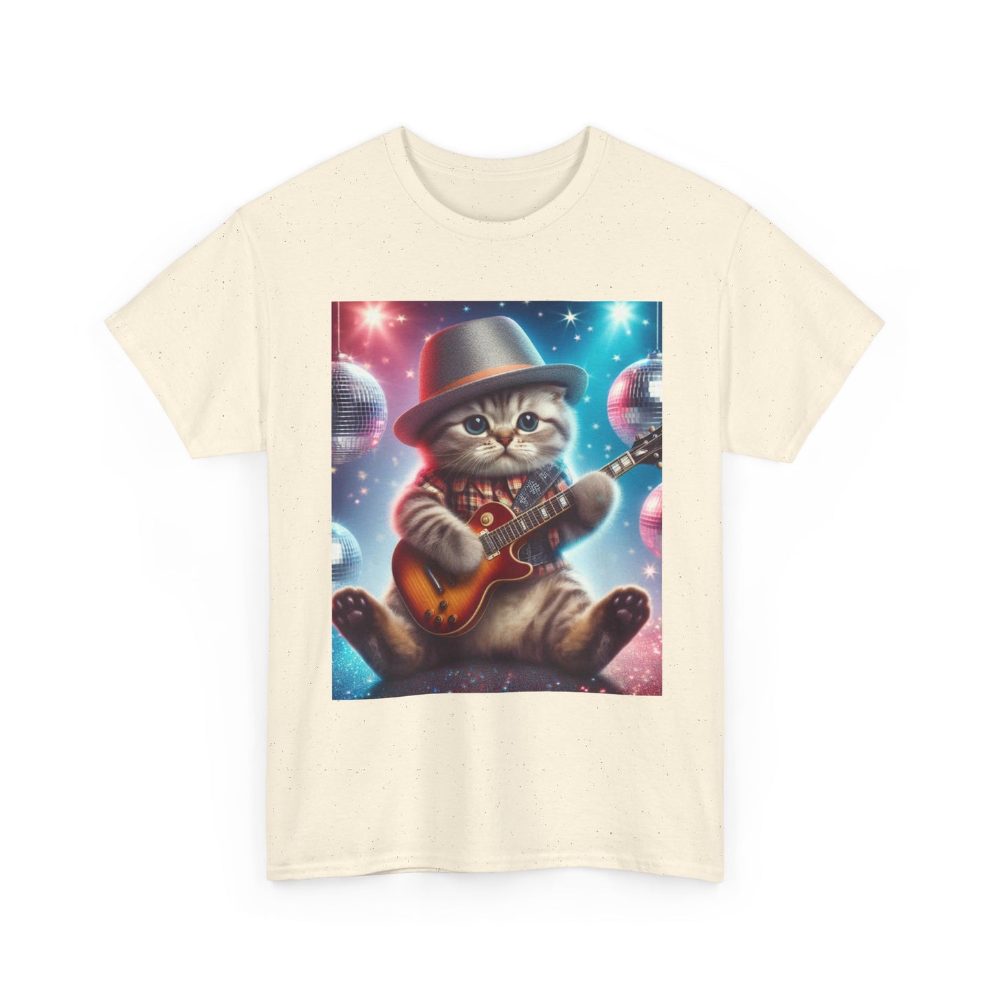 Cat Guitarist T-Shirt — Cute Kitten Playing Electric Guitar Tee