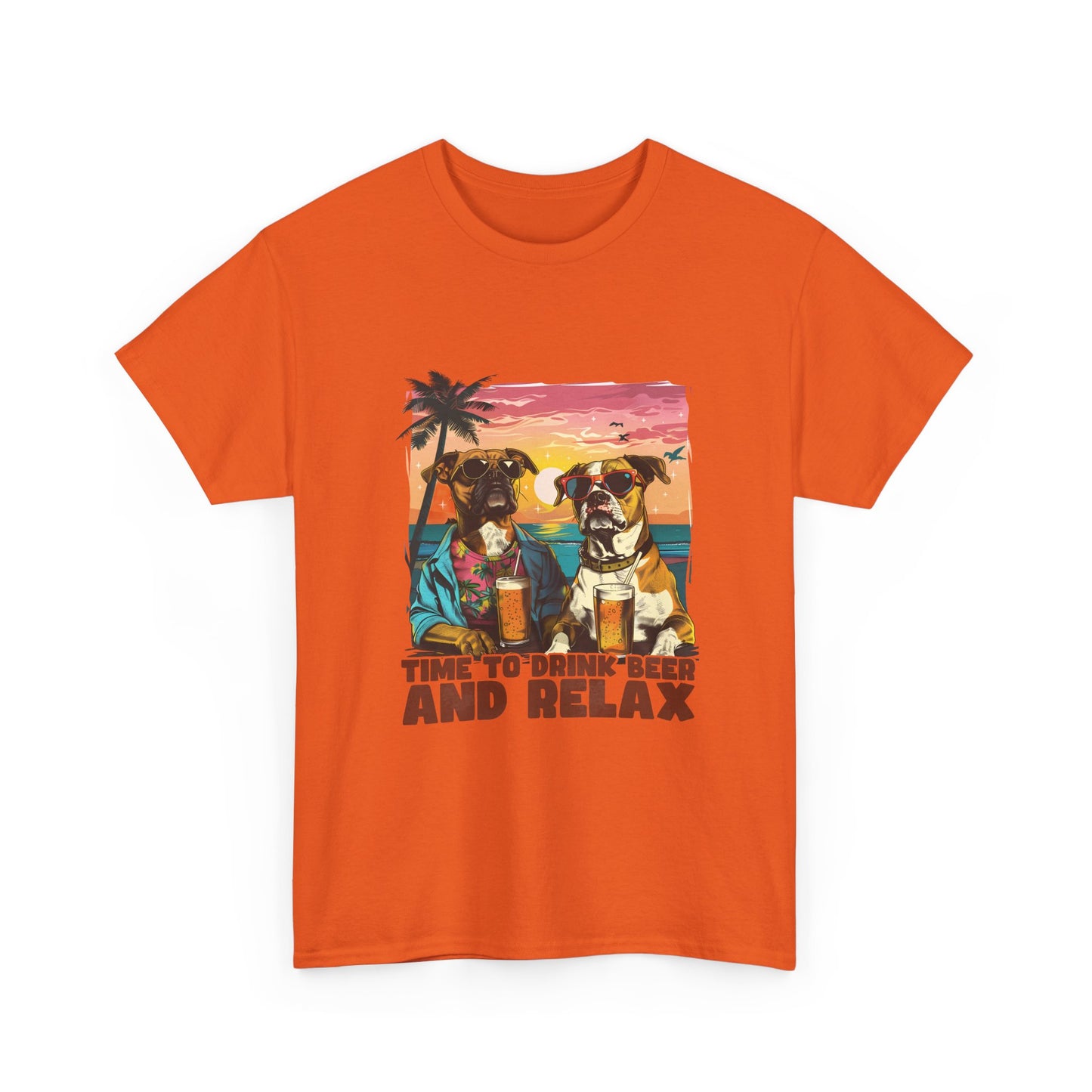 Time to Drink Beer and Relax T-Shirt — Retro Beach Dogs Design