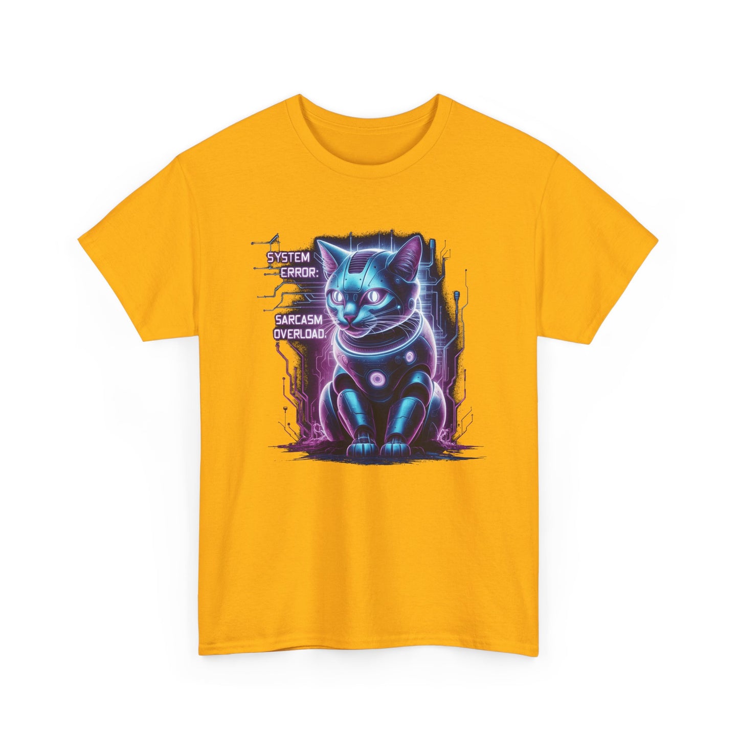 Neon Cyberpunk Lucky Cat T-Shirt — "Problem Solver, Sarcasm Overload"
