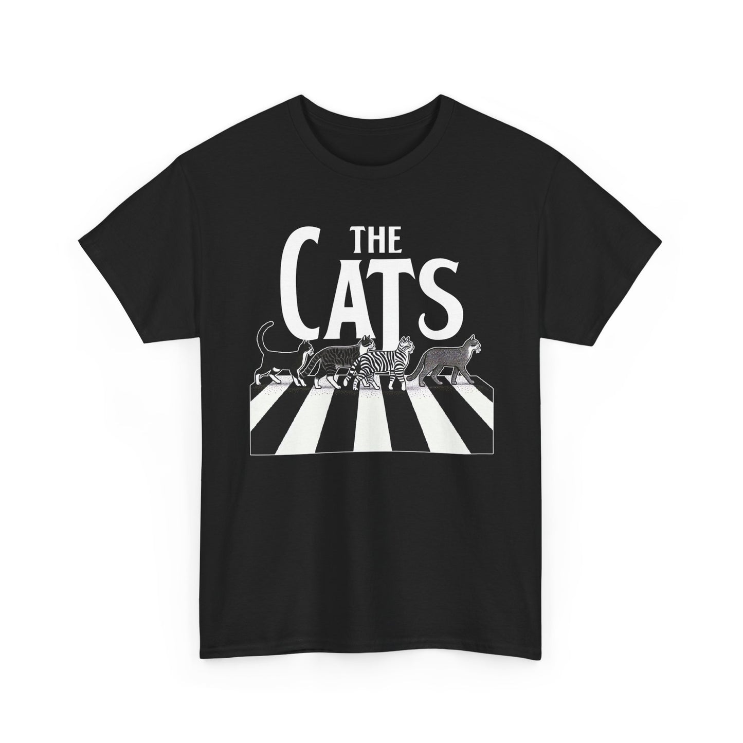 Cats Crossing T‑Shirt — Retro Black & White Cat Walk Graphic Tee