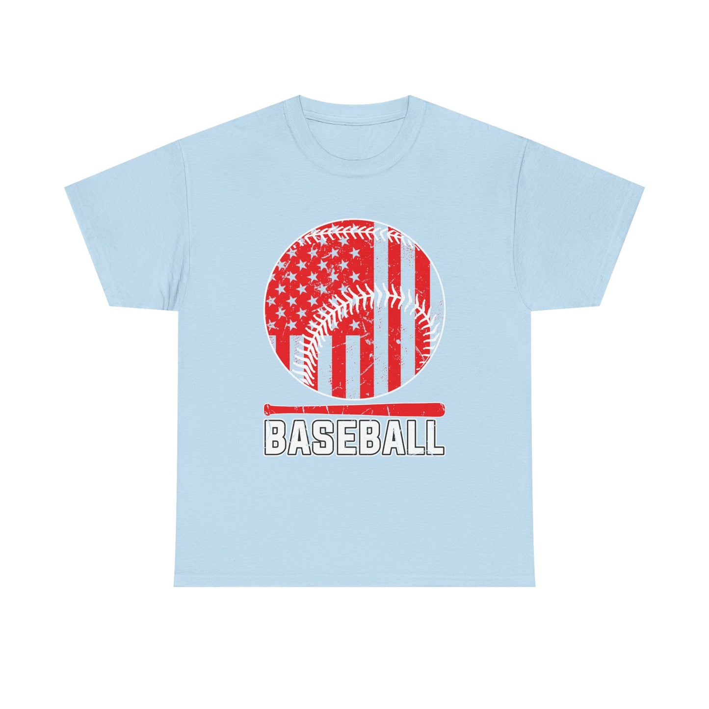 Baseball Flag Graphic Tee — Red & Black Baseball USA Design