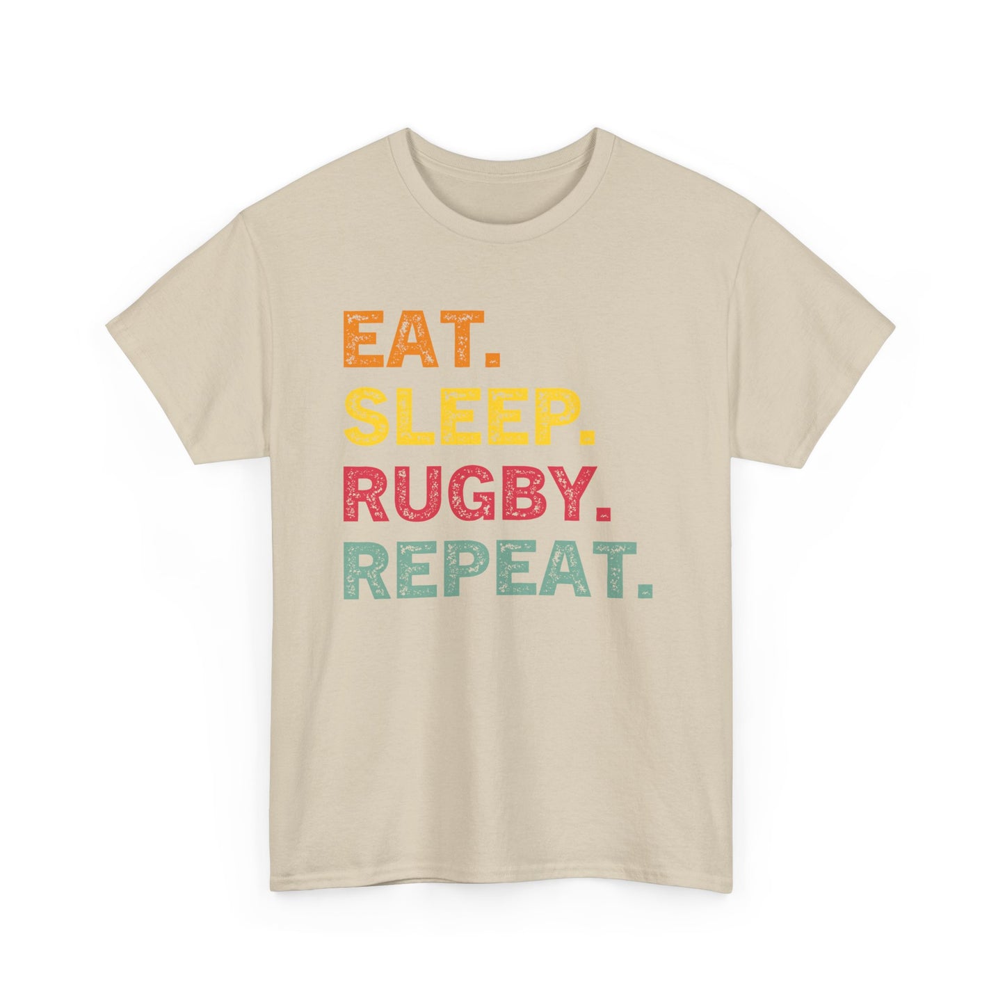 Rugby T-Shirt – "Eat. Sleep. Rugby. Repeat." Graphic Tee for Players & Fans
