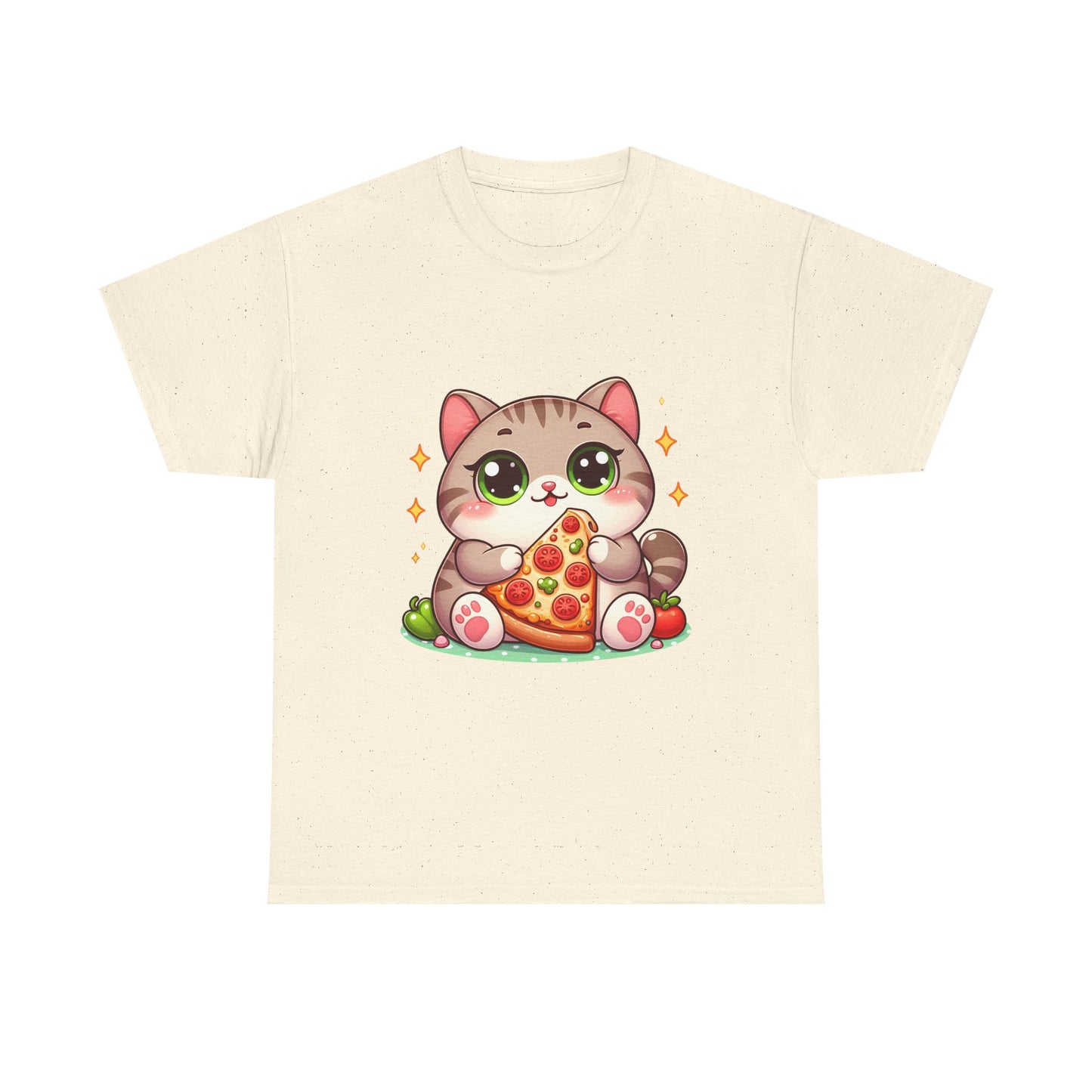 Cute Cat Eating Pizza T-Shirt — Kawaii Cat Pizza Tee
