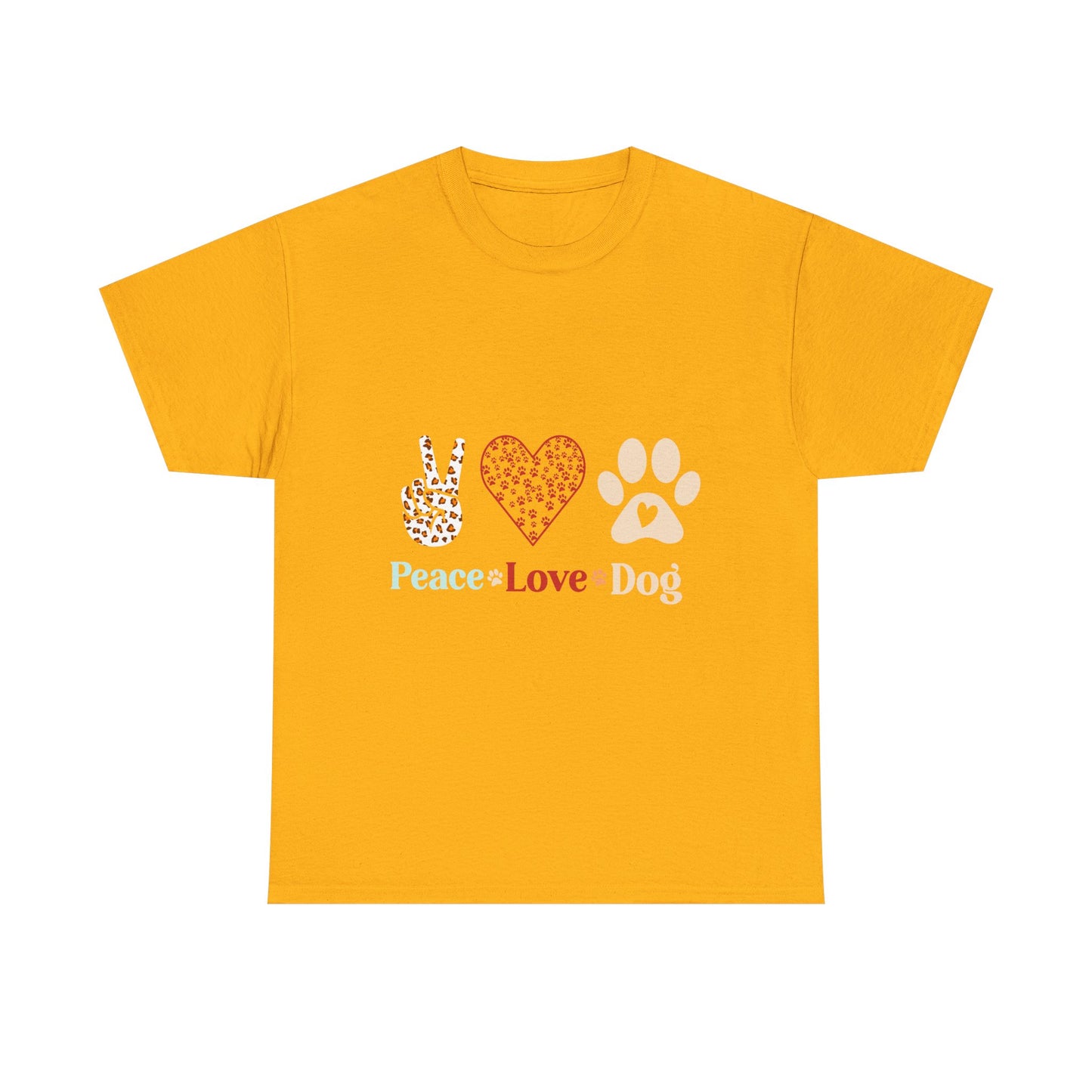 Peace Love Dog T-Shirt - Paw Print & Peace Sign Graphic Tee for Dog Lovers