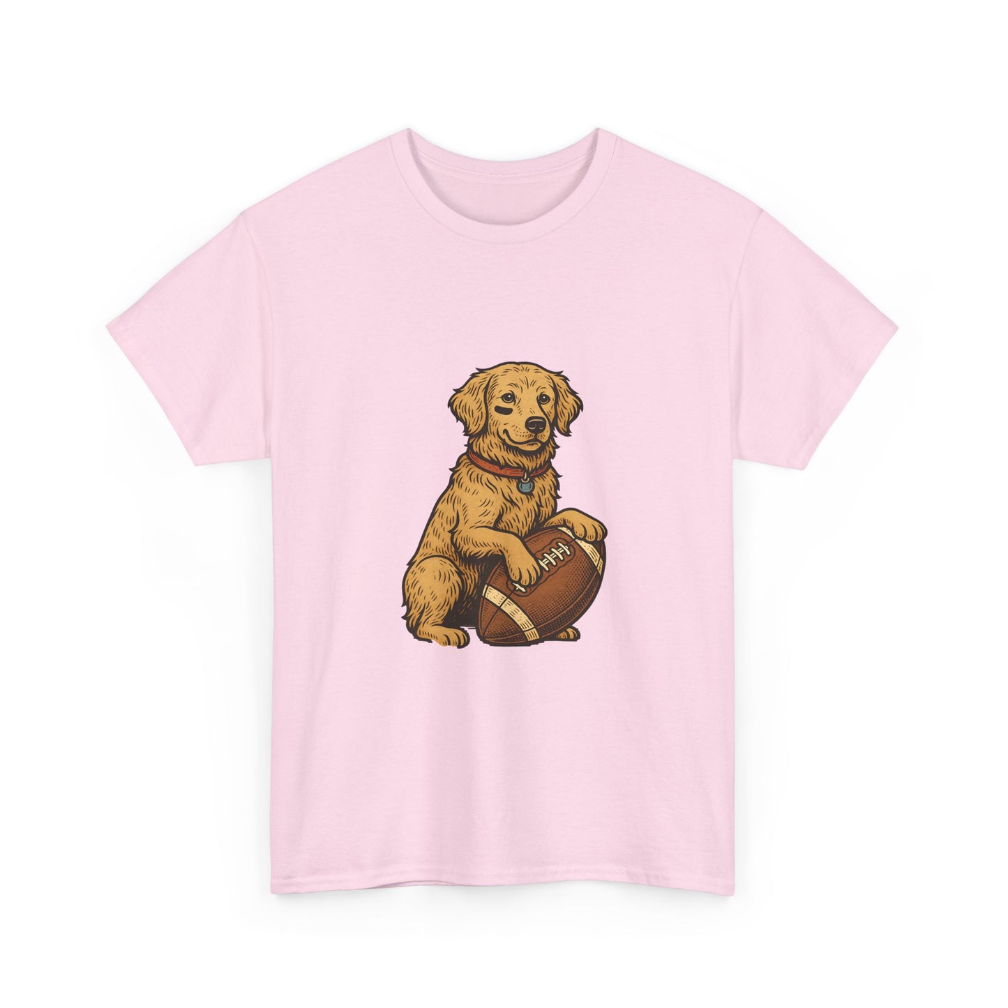 Golden Retriever Puppy Football Tee — Cute Dog with Football Graphic T-Shirt