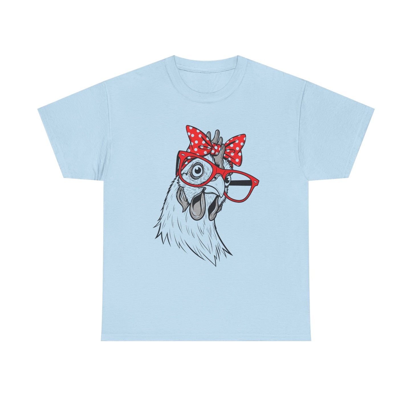 Chicken with Polka Dot Bow Tee - Cute Retro Hen Graphic T-Shirt