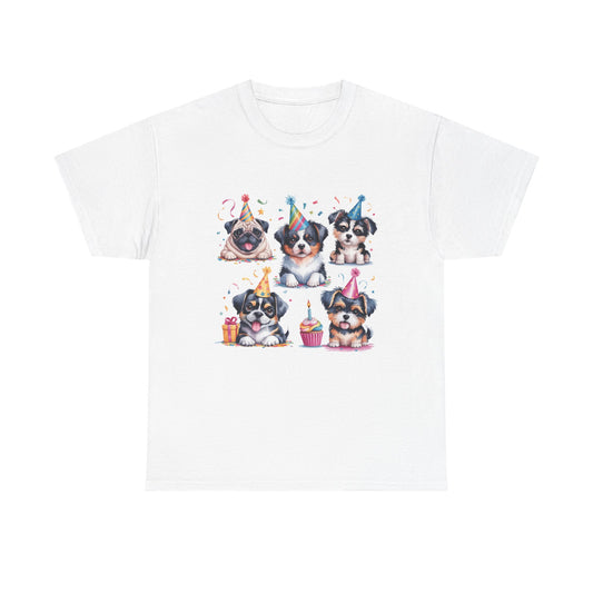 Birthday Puppies T‑Shirt — Cute Party Dogs with Cupcakes