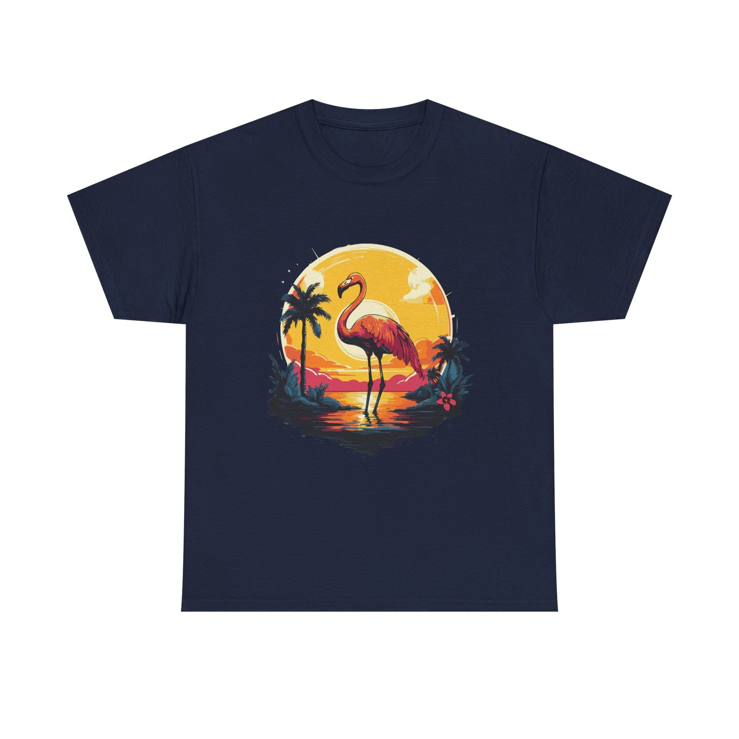 Flamingo Sunset Tee — Tropical Beach Vintage Graphic T-Shirt