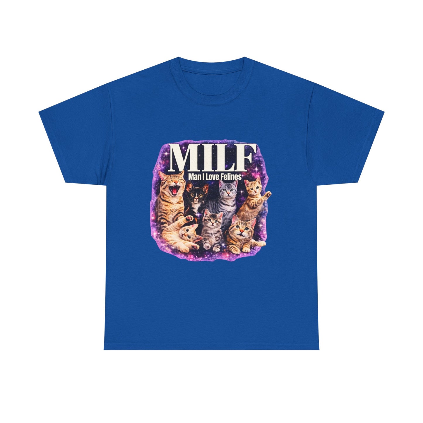 Cat Lover Tee — "MILE: Man I Love Felines" Graphic T-Shirt