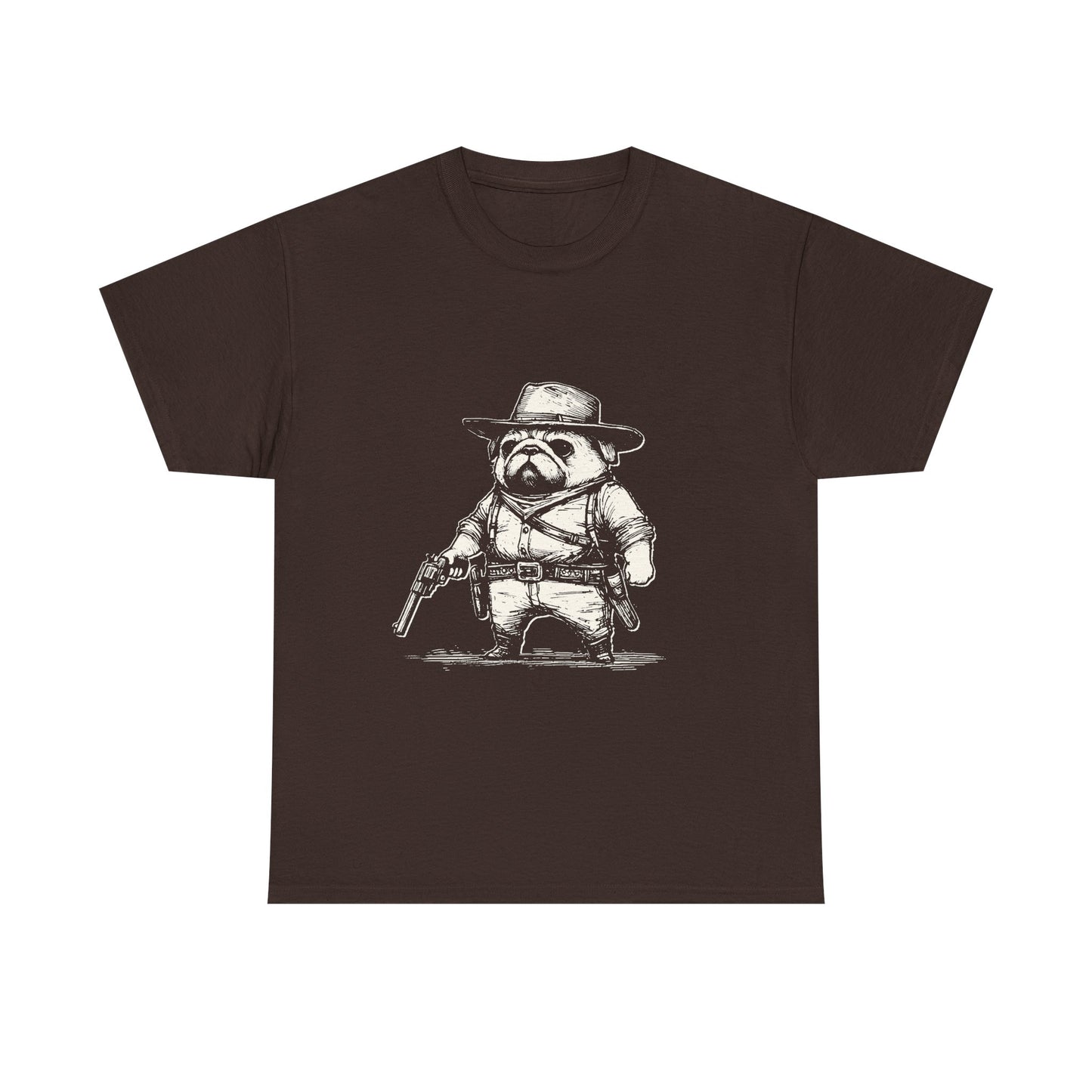 Pug Gunslinger T-Shirt – Cute Cowboy Pug Graphic Tee