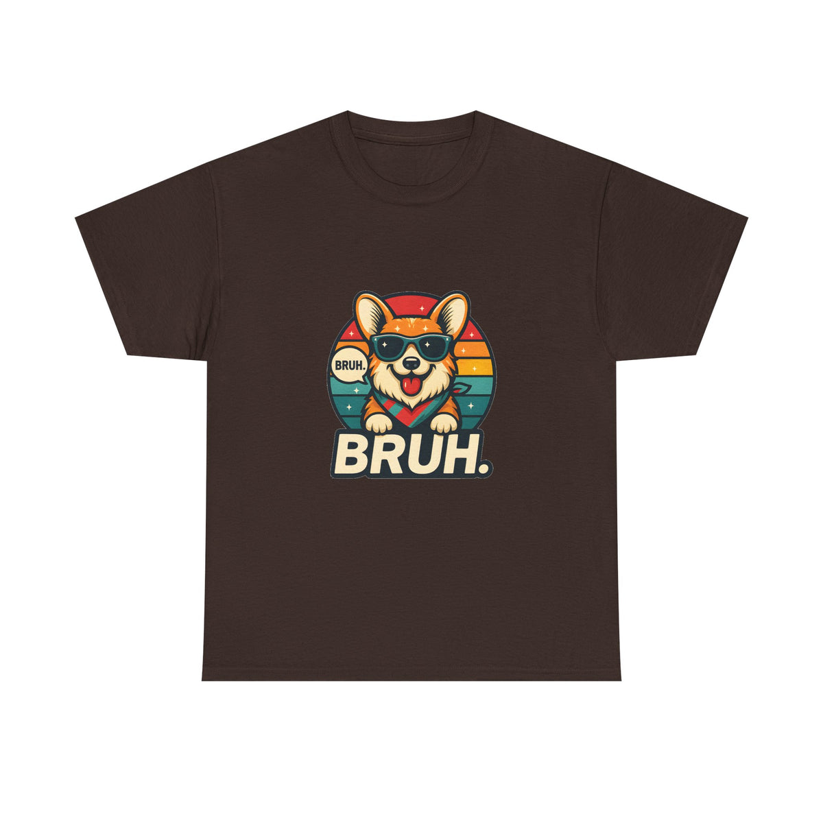 Corgi 'BRUH' Graphic Tee - Retro Sunglasses Dog T-Shirt