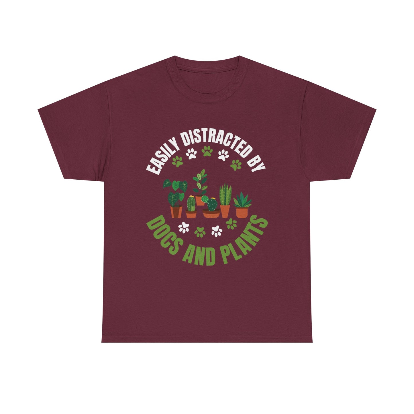 T‑Shirt — "Easily Distracted by Dogs and Plants" Graphic Tee for Dog Lovers & Plant Parents