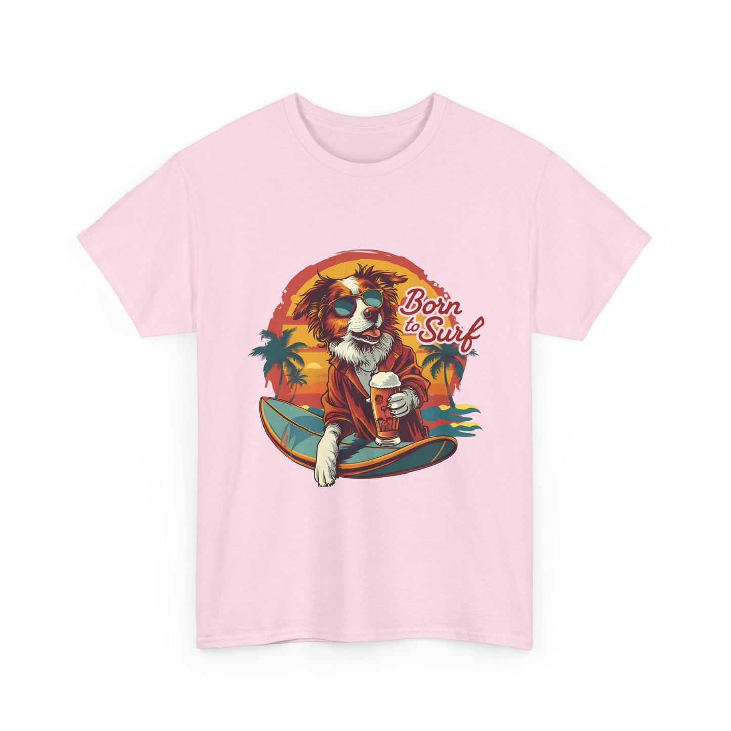 T-Shirt - "Born to Surf" Surfing Dog Graphic Tee