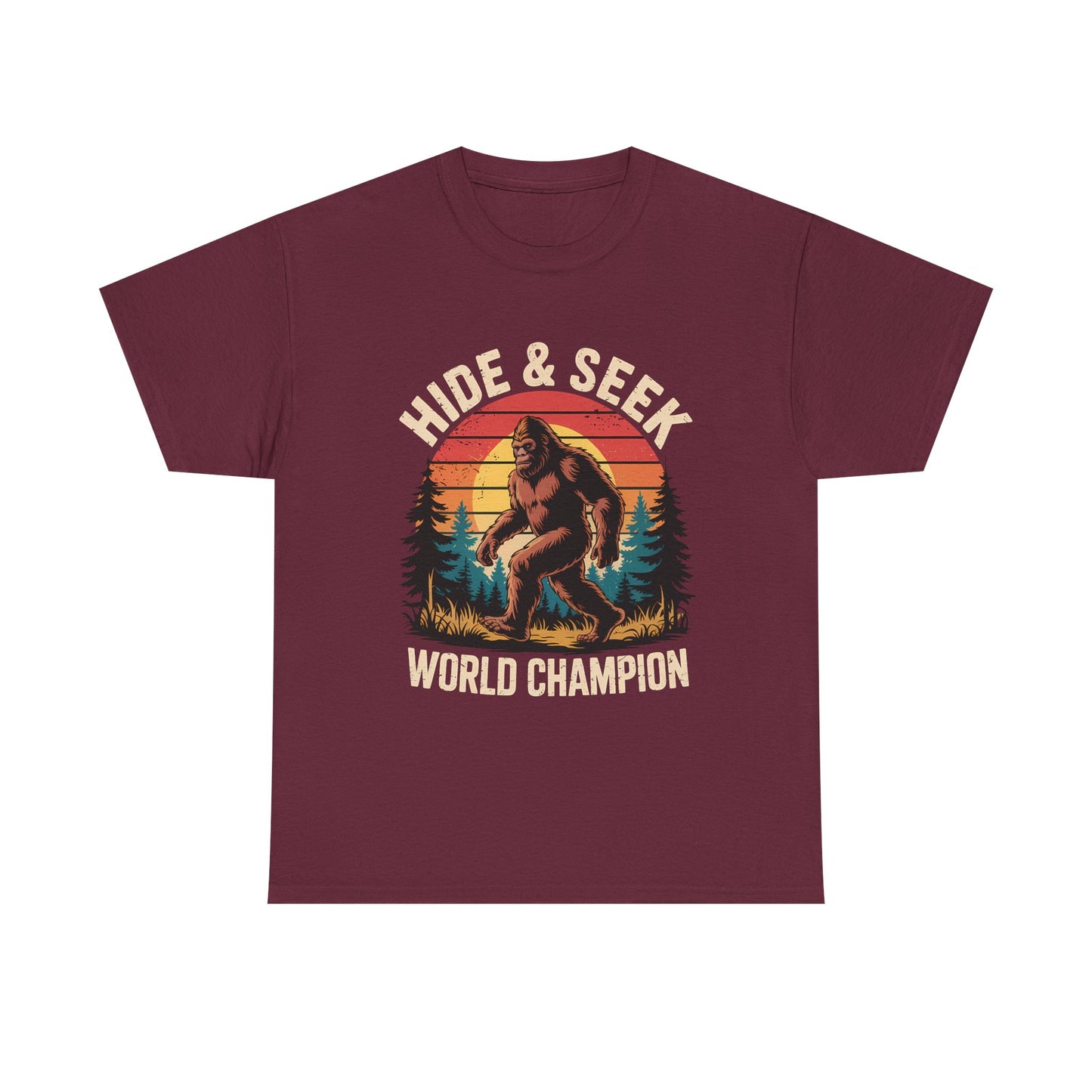 Hide & Seek World Champion T-Shirt — Funny Bigfoot Sasquatch Graphic Tee