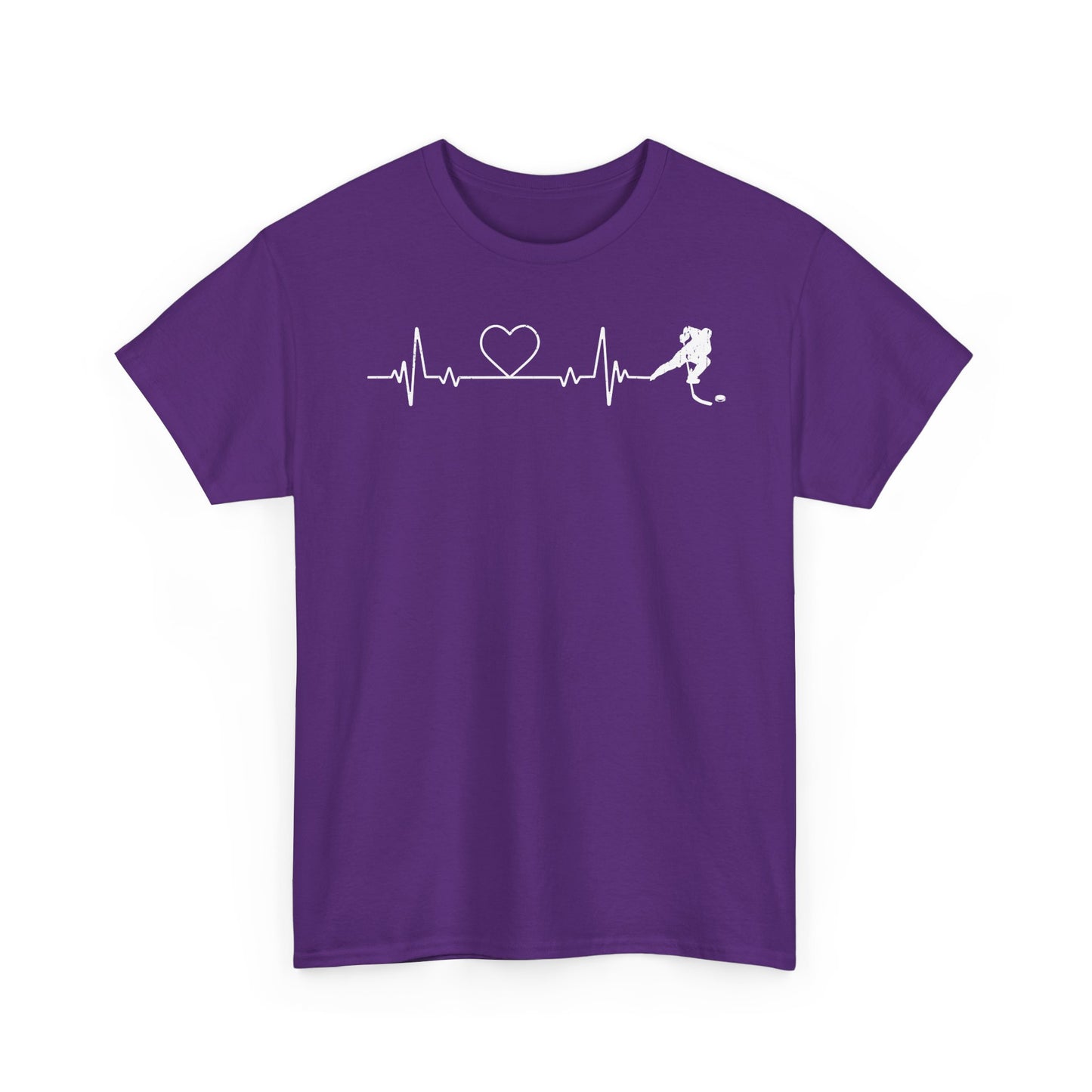 Running Heartbeat T-Shirt — Runner ECG Line with Heart Graphic