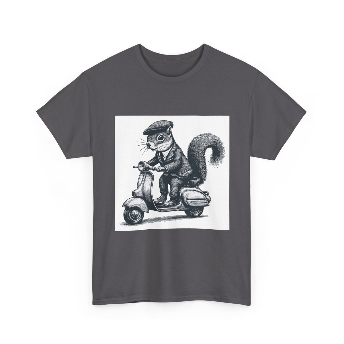 Squirrel on Scooter T-Shirt — Retro Riding Animal Tee