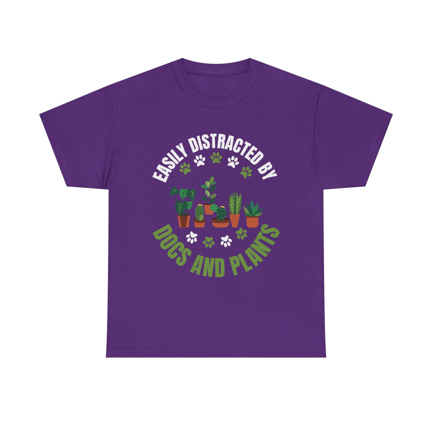 T‑Shirt — "Easily Distracted by Dogs and Plants" Graphic Tee for Dog Lovers & Plant Parents