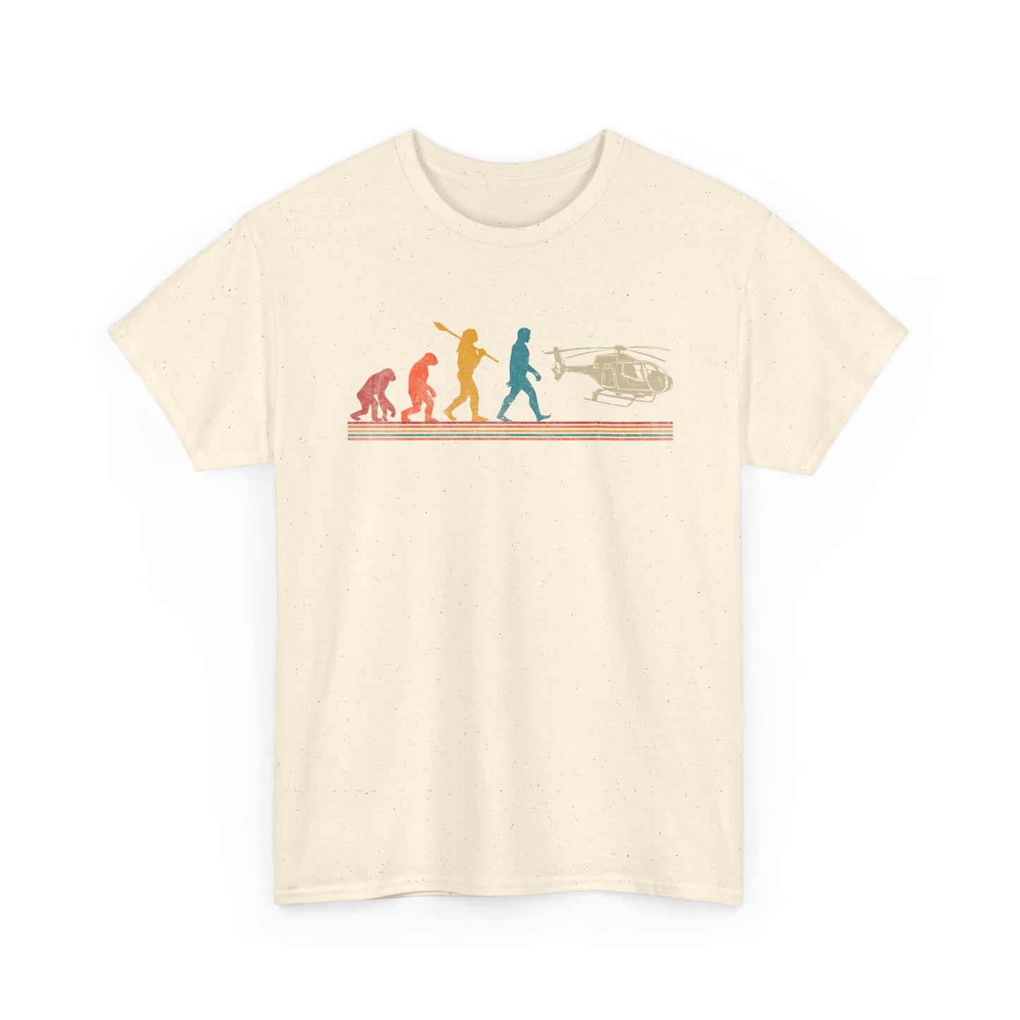 T-Shirt - Evolution of Man to Helicopter Vintage Graphic Tee