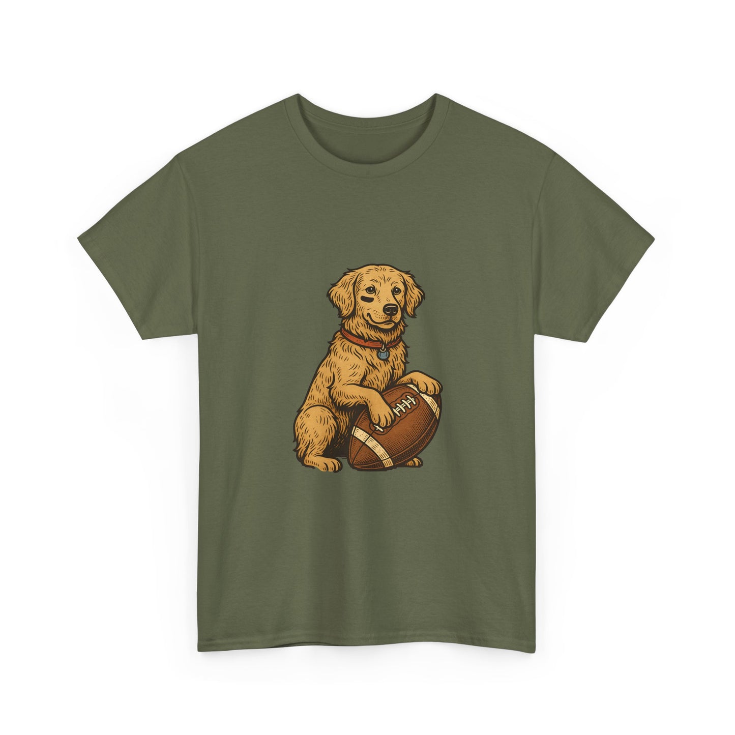 Golden Retriever Puppy Football Tee — Cute Dog with Football Graphic T-Shirt