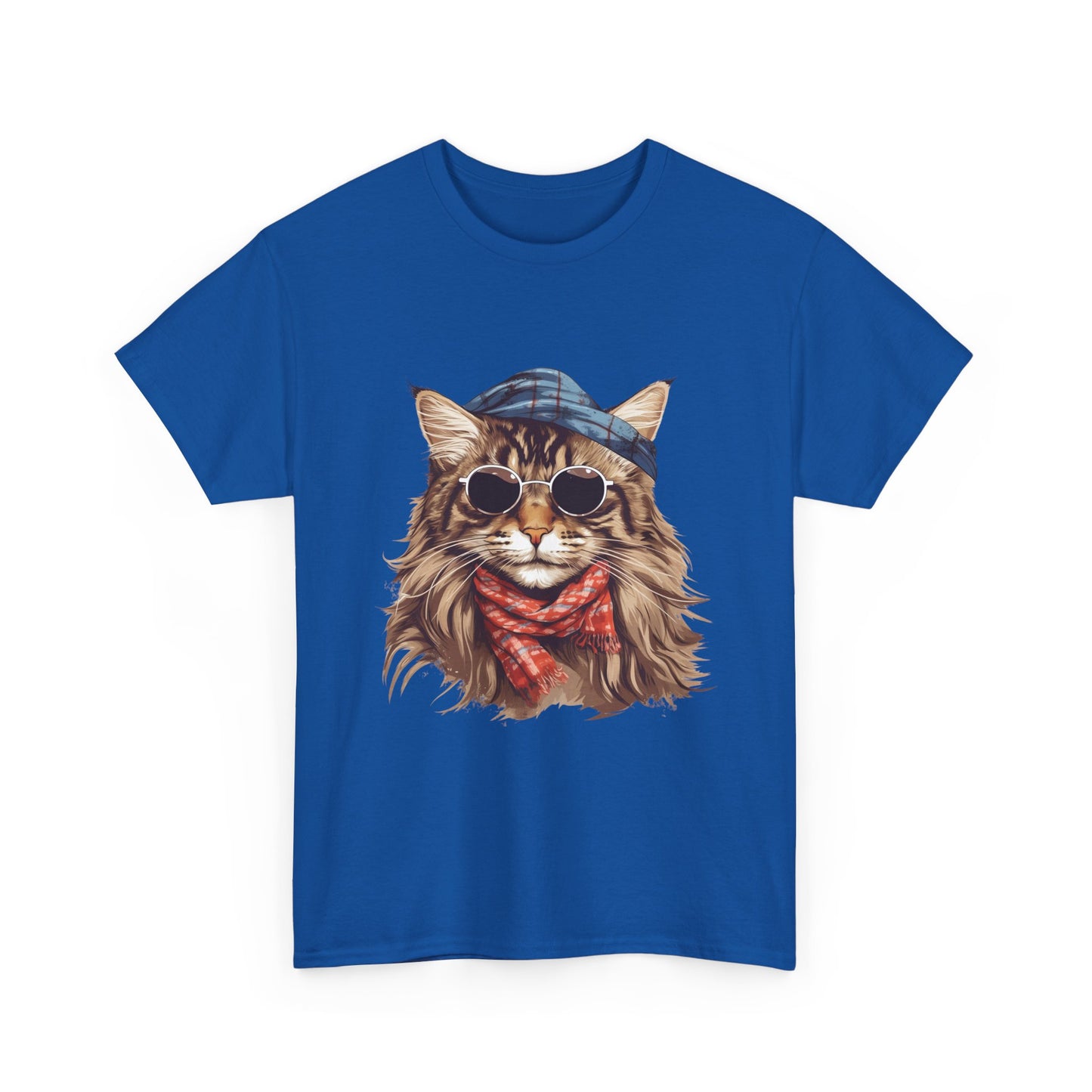 Cat Portrait Tee — Hipster Cat with Sunglasses & Bandana Graphic T-Shirt