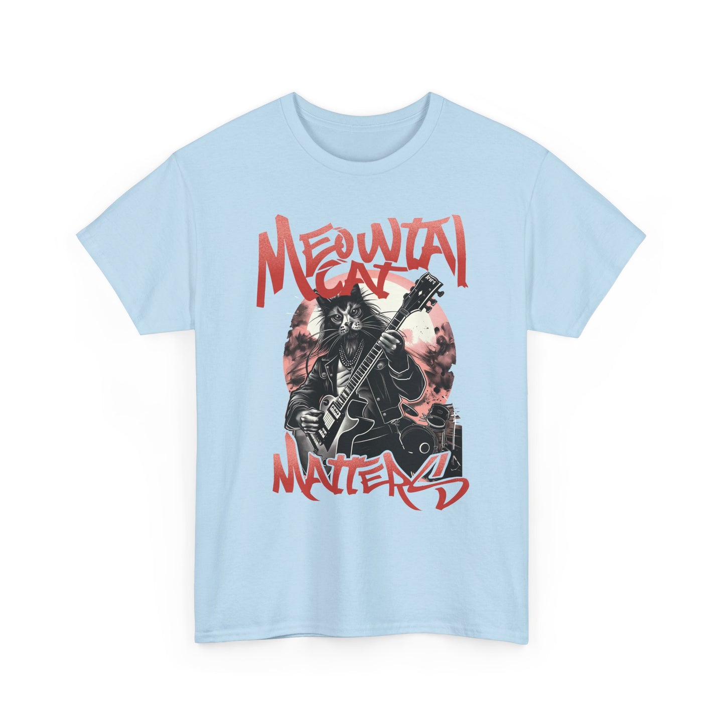 Cat Metal T-Shirt – “Meowtal Matters” Rock Guitar Cat Tee
