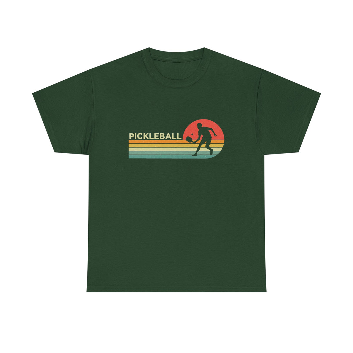 Pickleball Retro Sunset Tee — Vintage Striped Pickleball Player T-Shirt