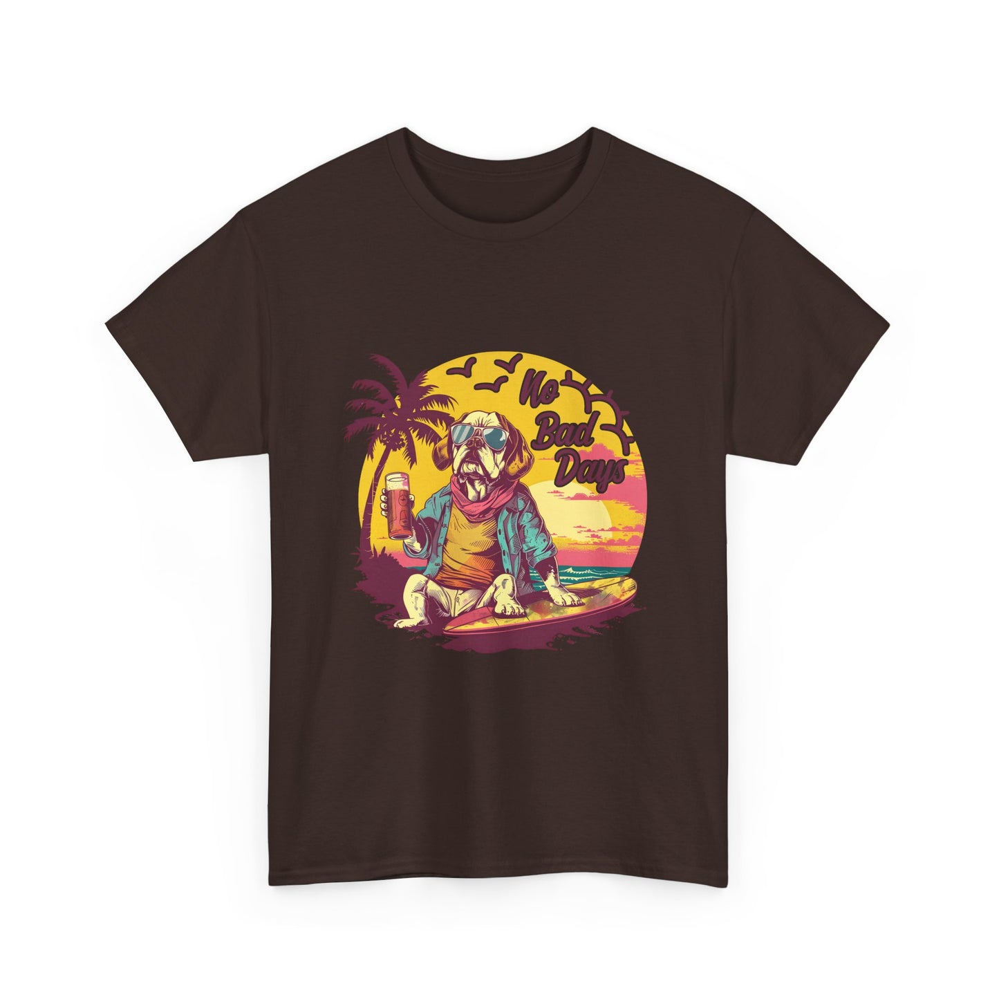 T-Shirt — "No Bad Days" Surf Sloth Retro Beach Tee