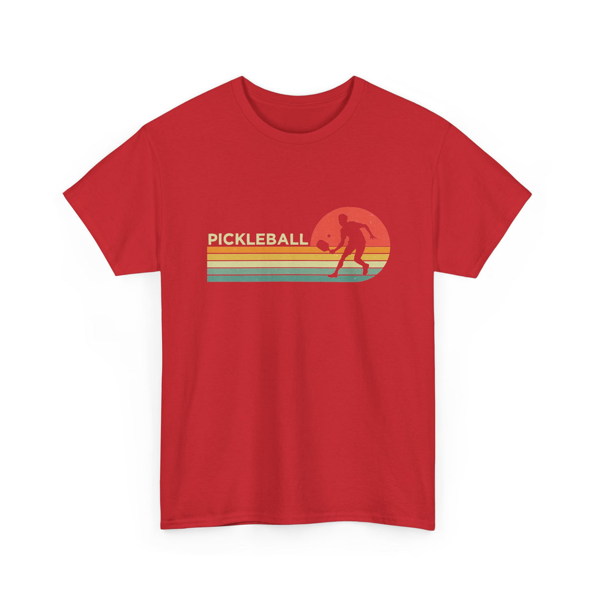 Pickleball Retro Sunset Tee — Vintage Striped Pickleball Player T-Shirt