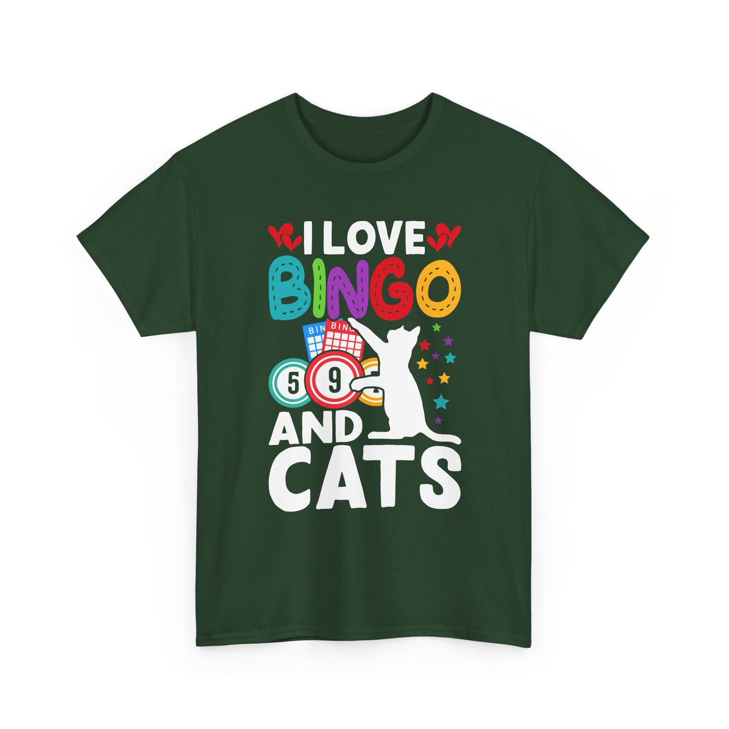 I Love Bingo and Cats T-Shirt — Funny Cat Lover Bingo Tee