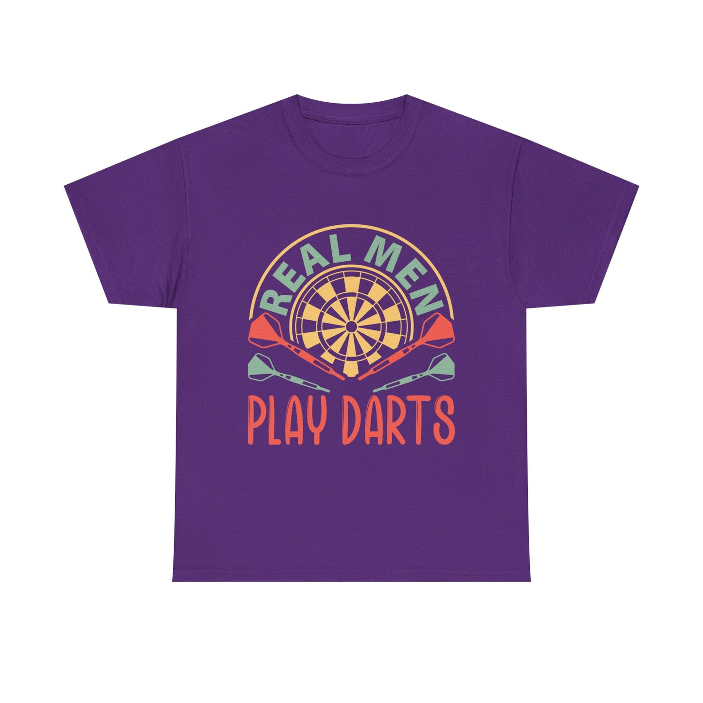 Darts T-Shirt — “Real Men Play Darts” Retro Dartboard Tee