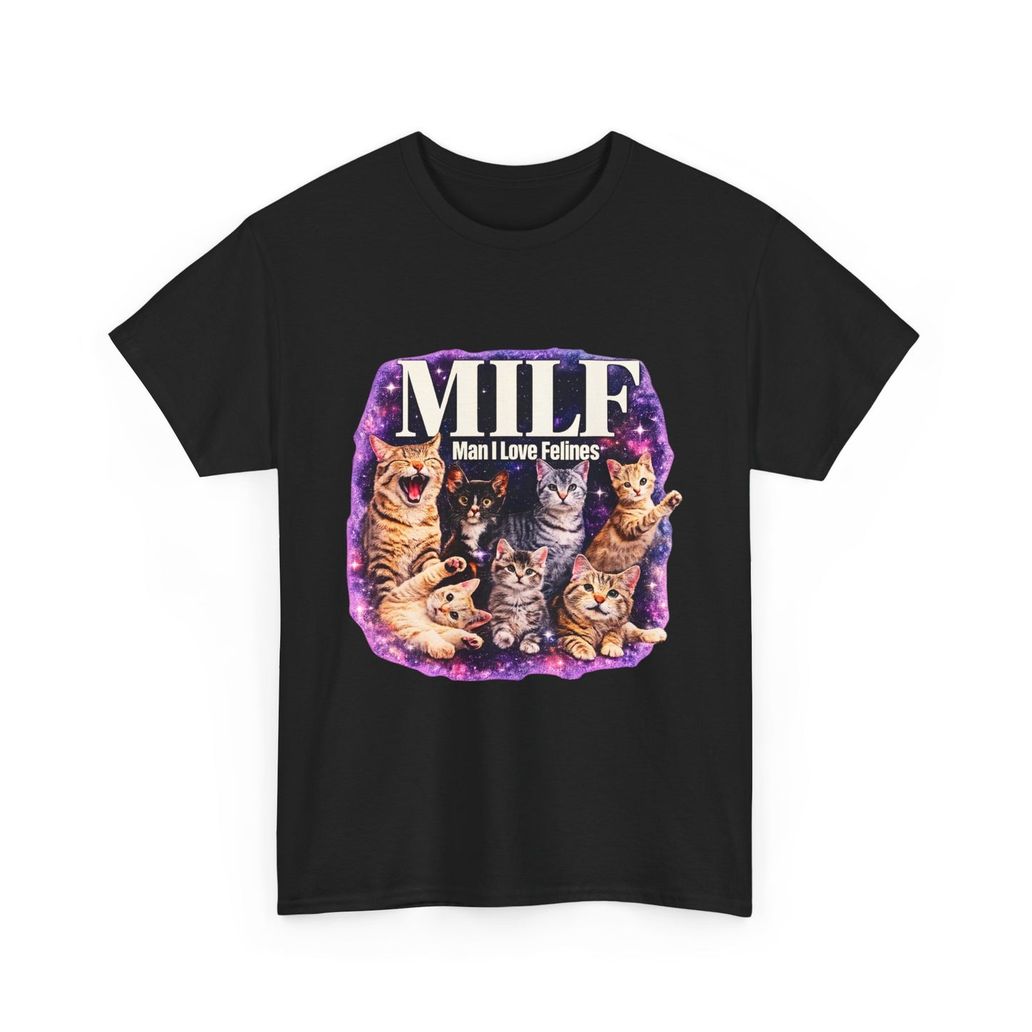 Cat Lover Tee — "MILE: Man I Love Felines" Graphic T-Shirt
