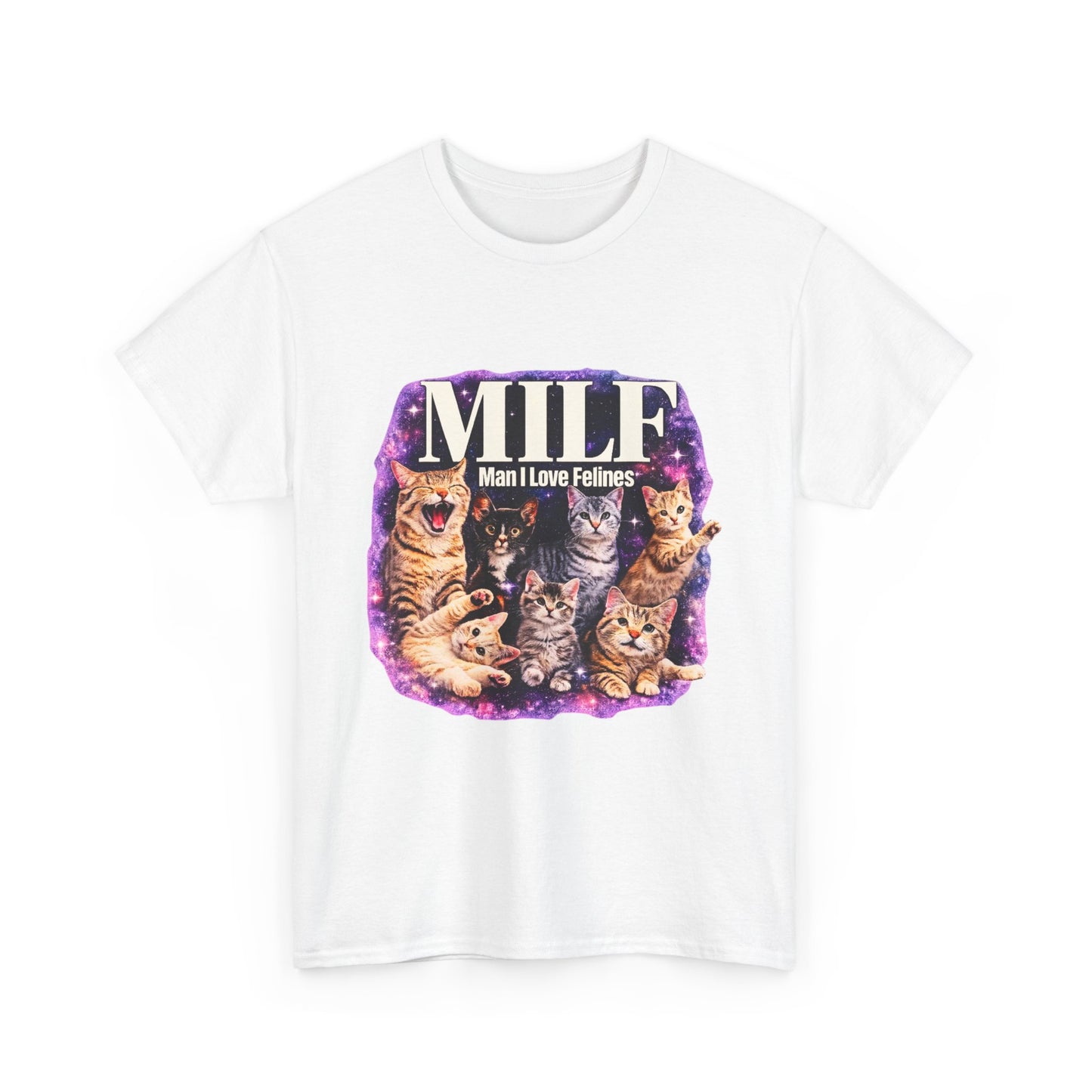 Cat Lover Tee — "MILE: Man I Love Felines" Graphic T-Shirt
