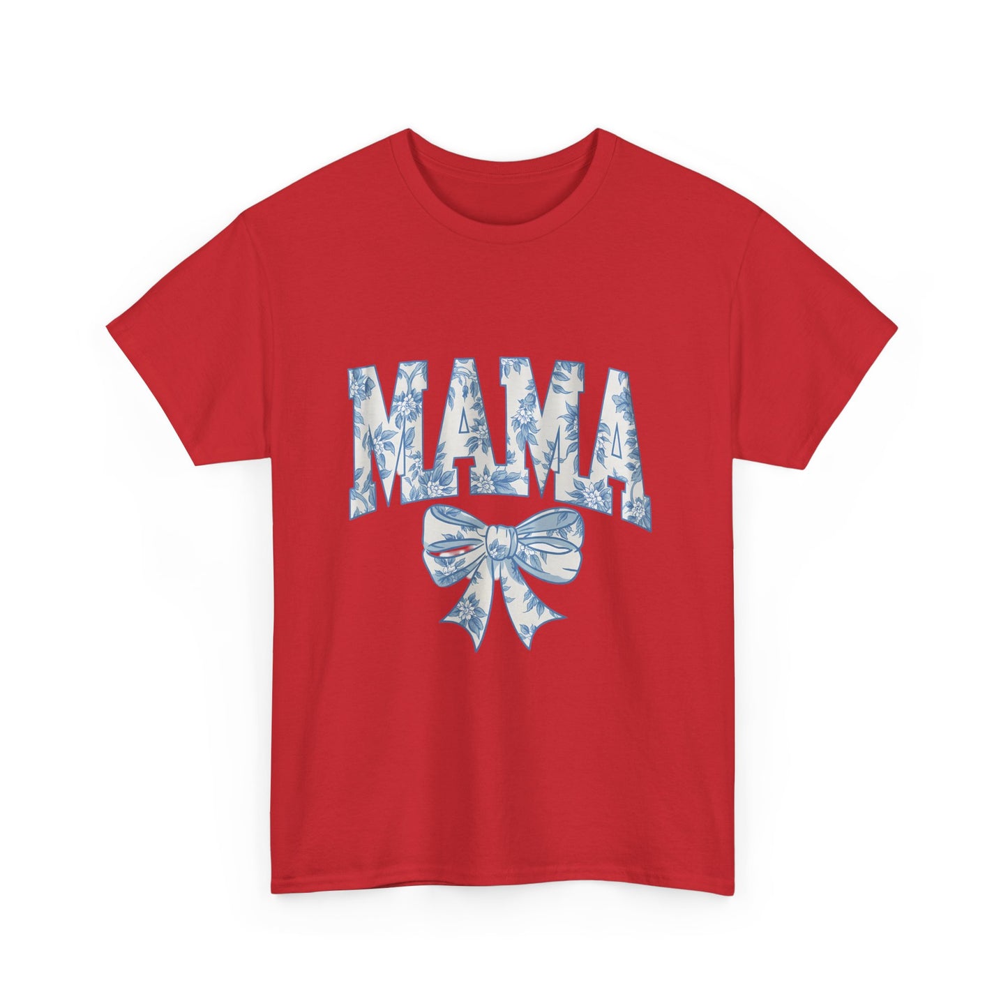 Mama Floral Bow Tee — Blue Watercolor Mom Shirt for Mother's Day