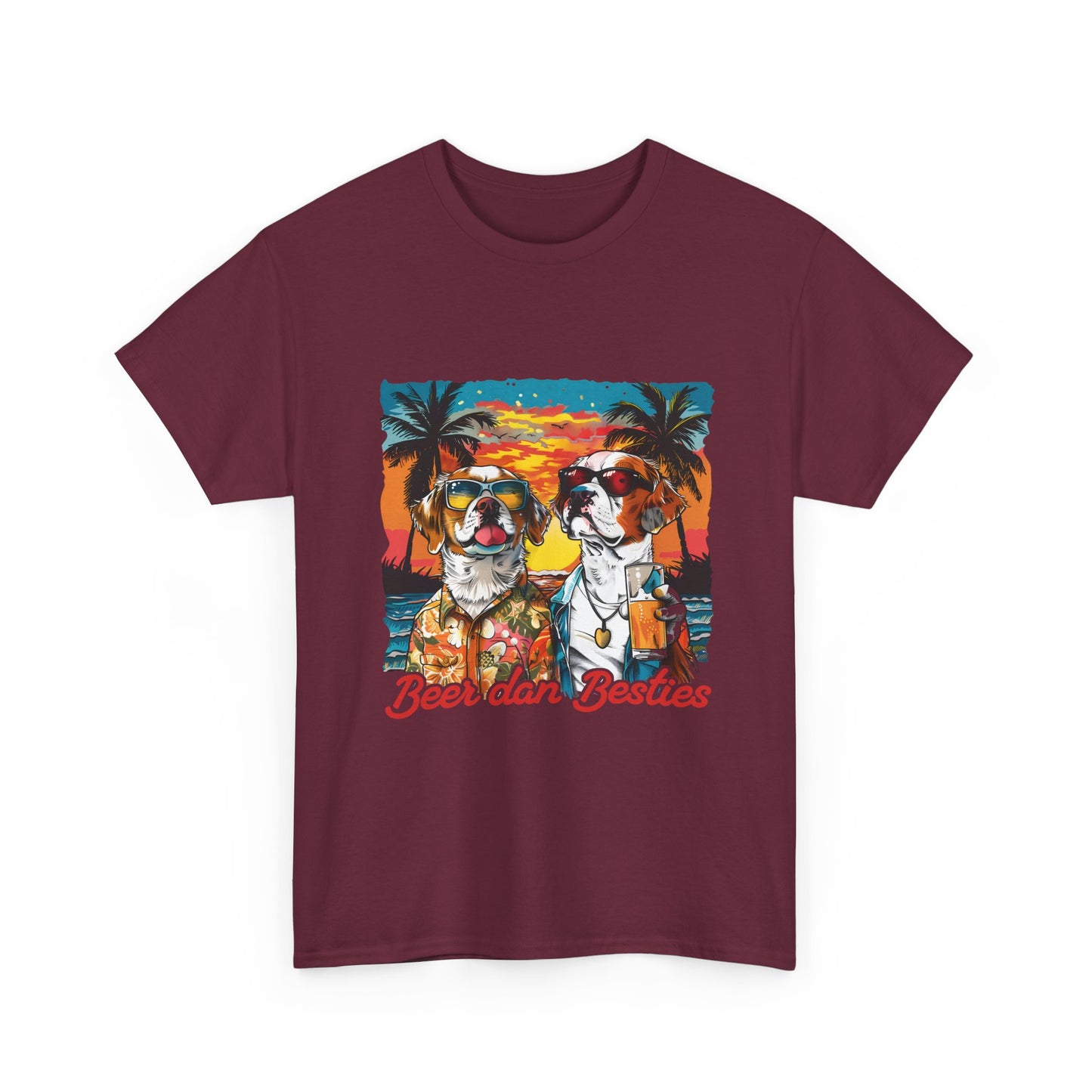 T-Shirt — 'Beer dan Besties' Retro Sunset Dogs Tee