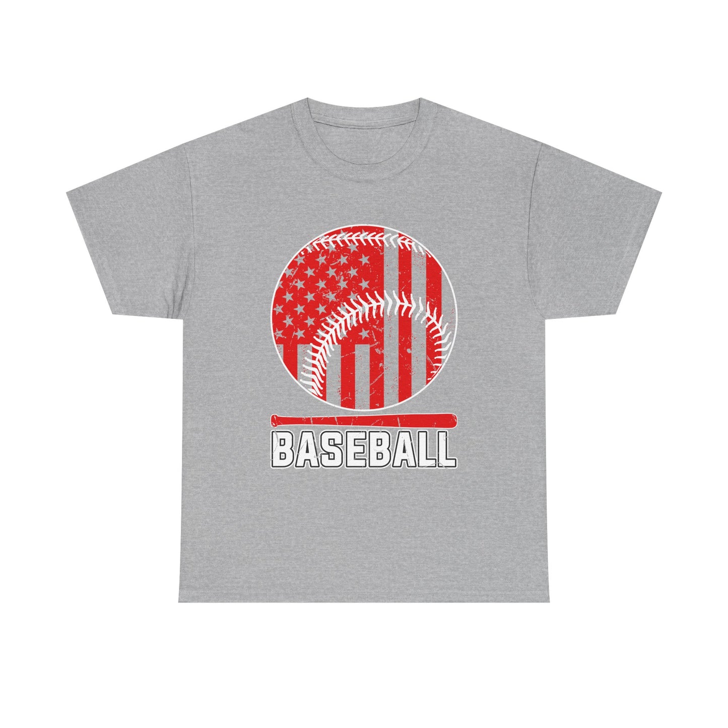 Baseball Flag Graphic Tee — Red & Black Baseball USA Design