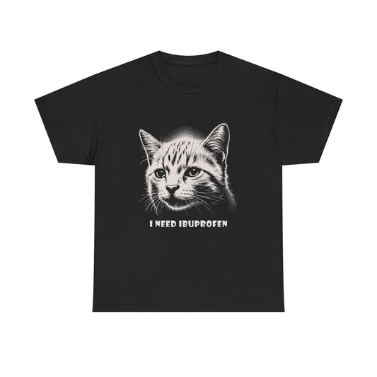 Cat Graphic Tee — "I Need Ibuprofen" Funny Vintage Cat T-Shirt
