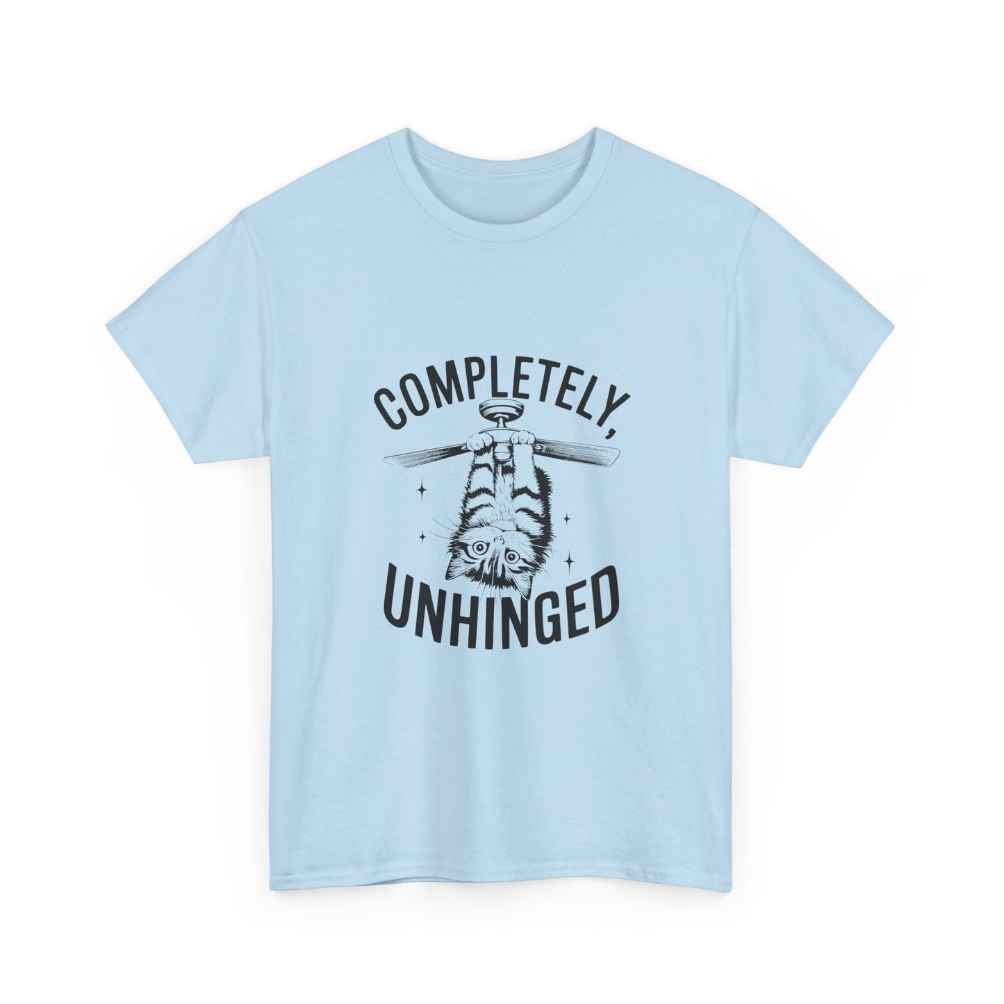 Funny T-Shirt — Completely Unhinged Graphic Tee (Vintage Cat Illustration)