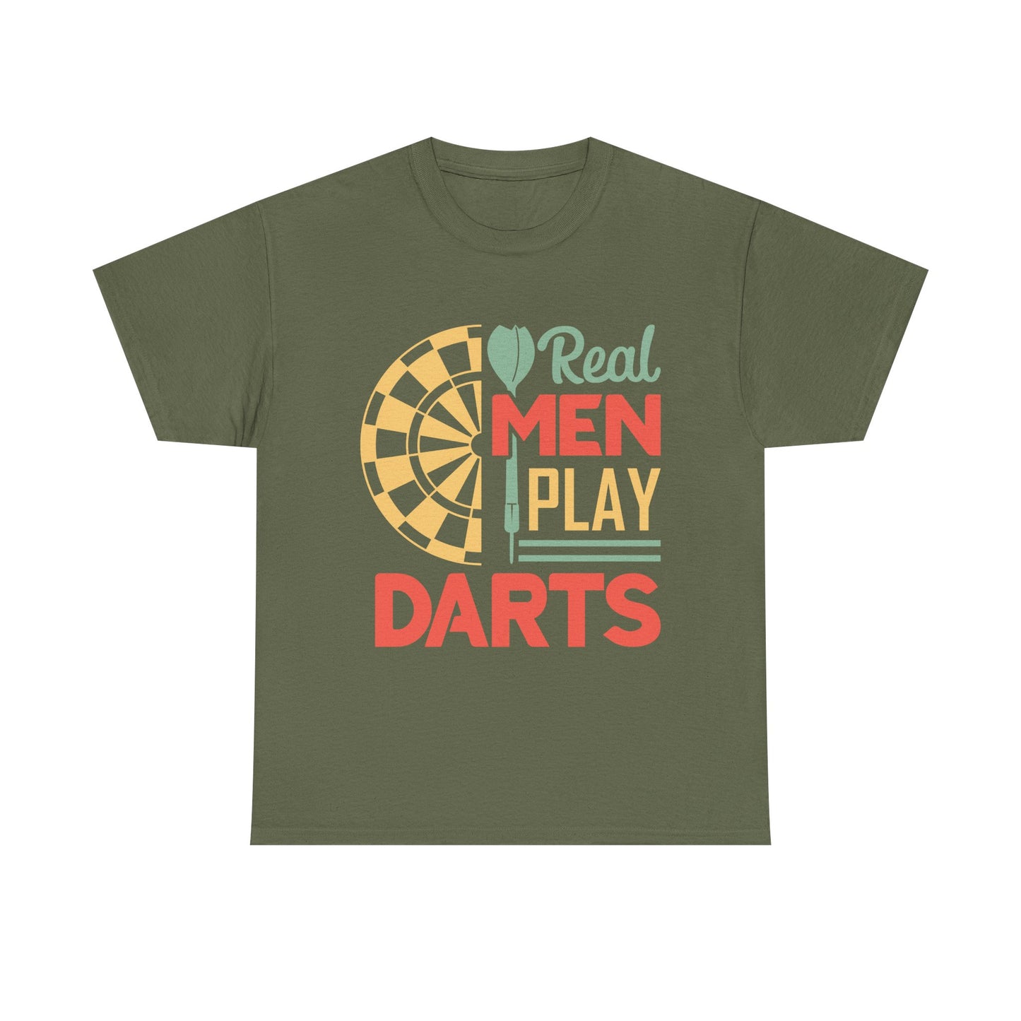 Darts T-Shirt — “Real Men Play Darts” Retro Dartboard Tee