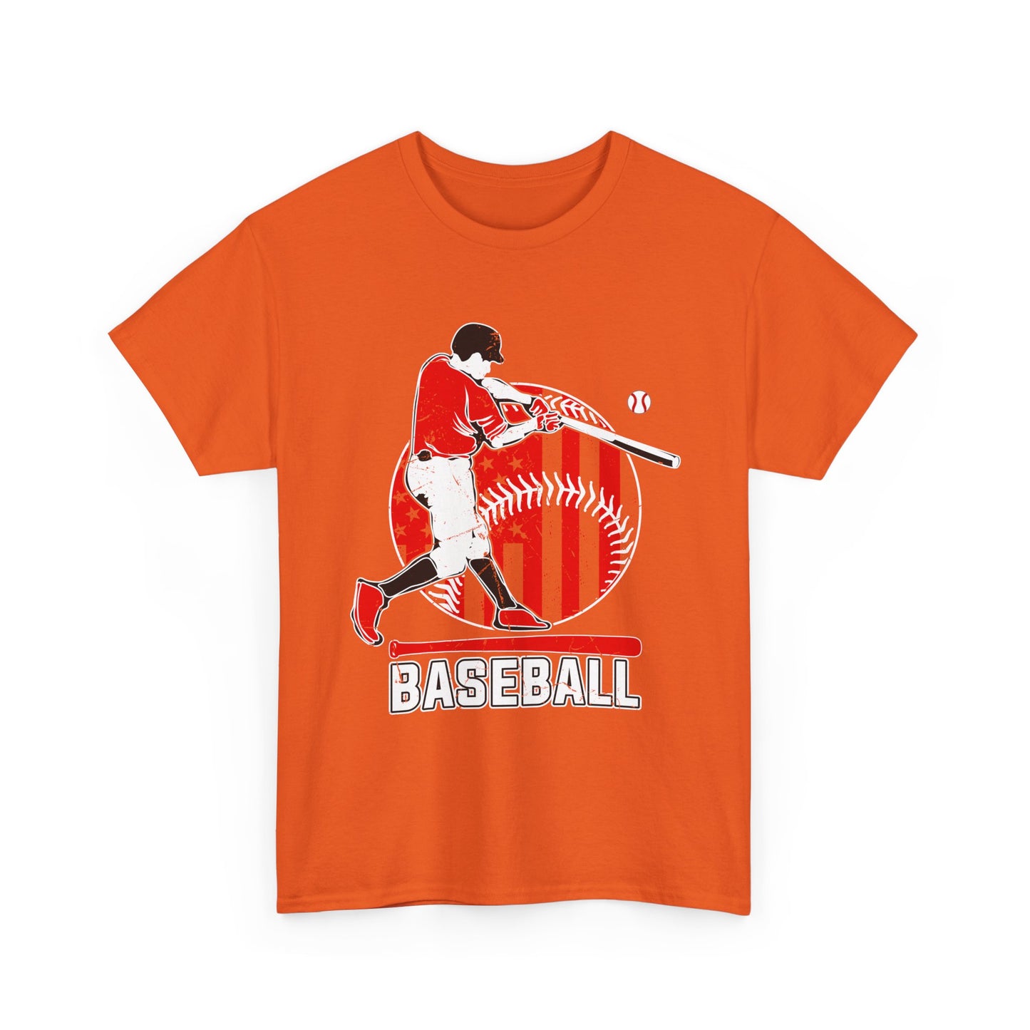 Baseball Player Graphic Tee — Vintage Red Batter Design