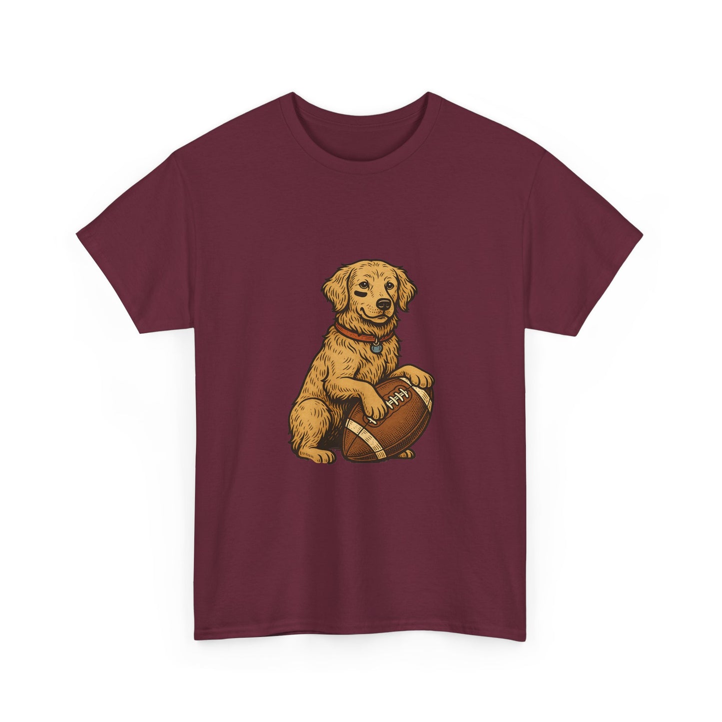 Golden Retriever Puppy Football Tee — Cute Dog with Football Graphic T-Shirt