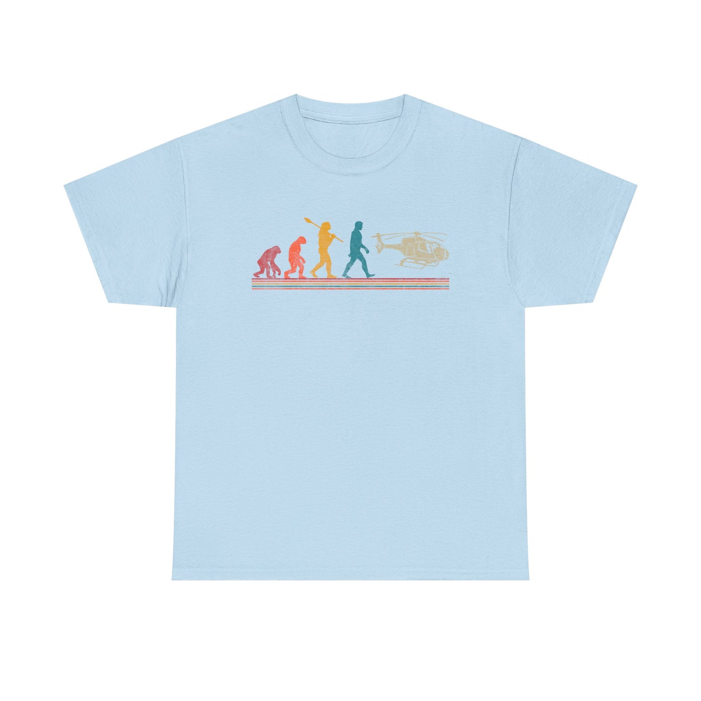 T-Shirt - Evolution of Man to Helicopter Vintage Graphic Tee