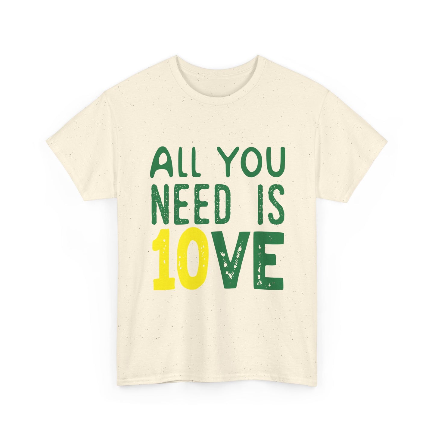 T-Shirt — "All You Need Is 10VE" Retro Green & Yellow Love Tee