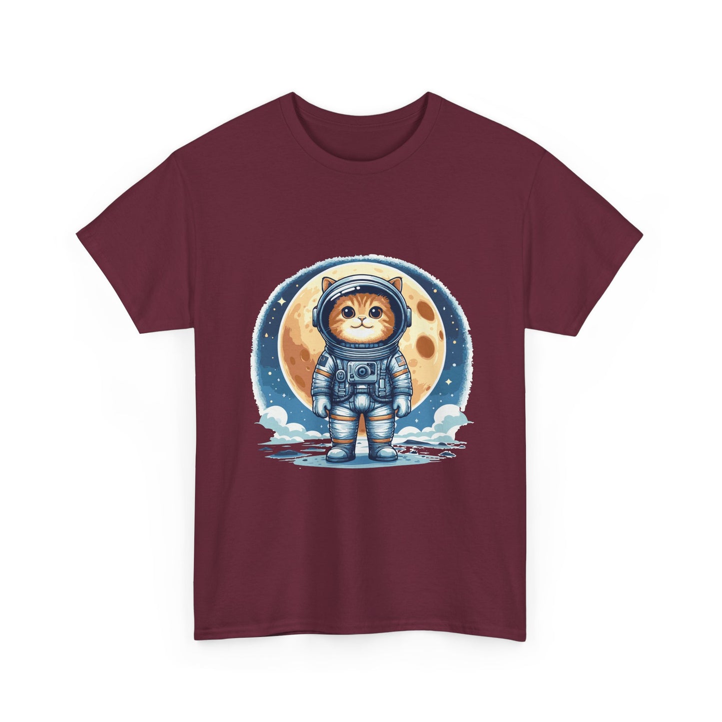Astronaut Cat T-Shirt – Cute Space Kitty Tee with Moon