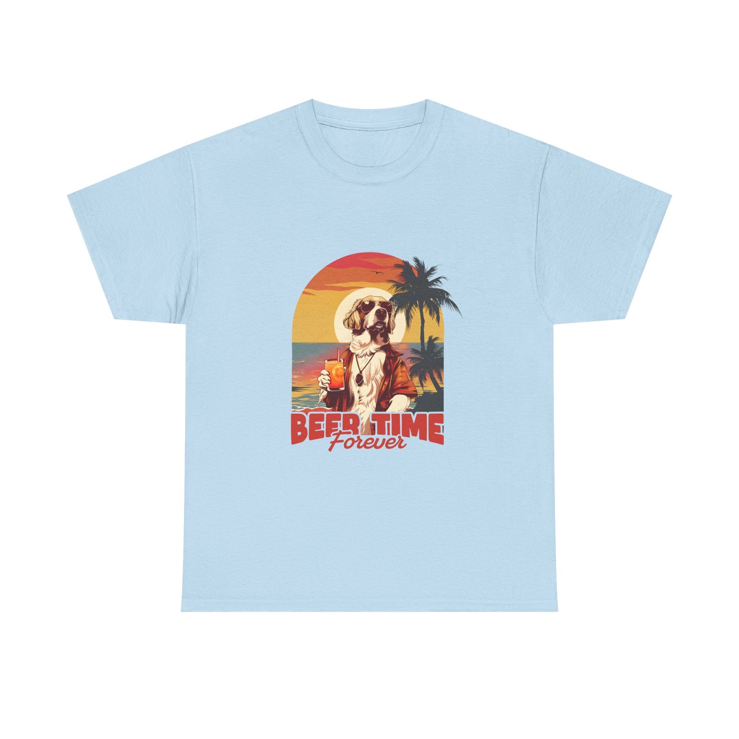 Beer Time Forever T-Shirt — Retro Beach Dog Vacation Tee
